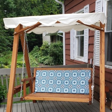 2 Seater Garden Swing Seat with Canopy, Wooden Swing Chair