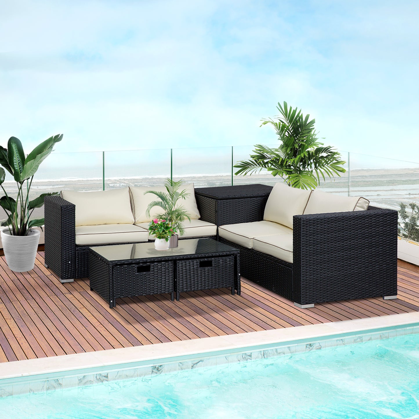 4 Pieces Rattan Garden Furniture Set (1)