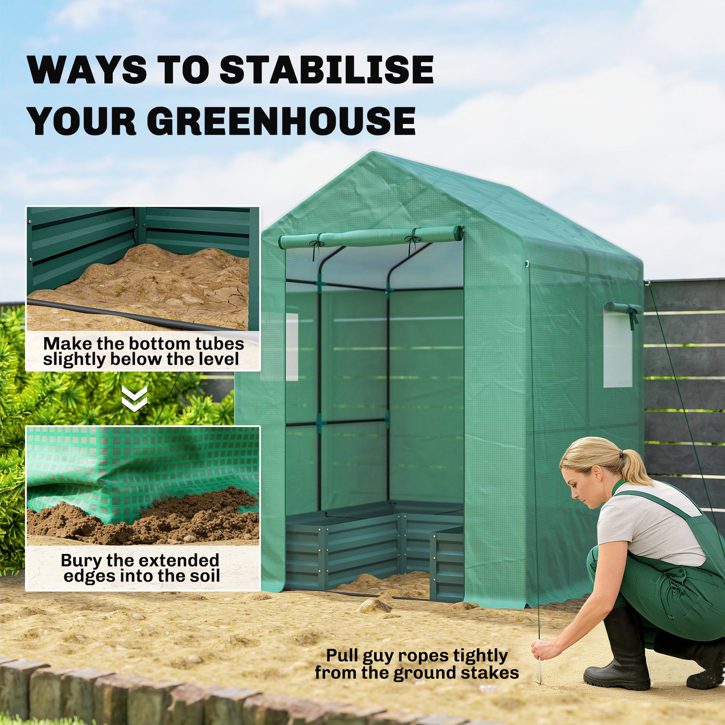 Small Greenhouse with Raised Garden Bed