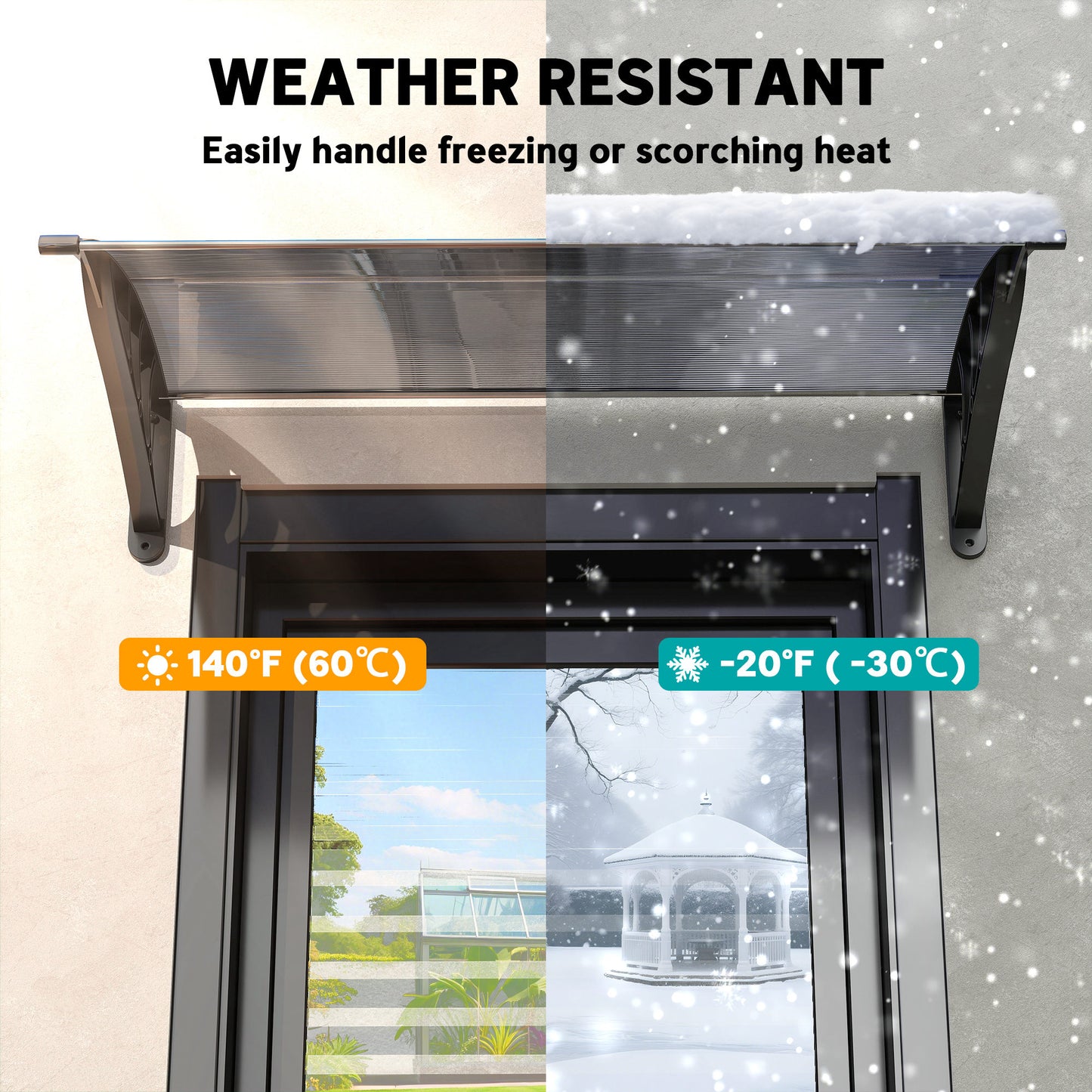 Front Door Canopy Outdoor Awning Aluminium Rigid Plastic (2)