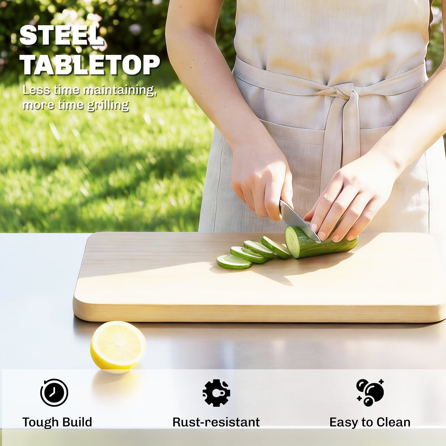 Outdoor Grill Cart with Stainless Steel Tabletop