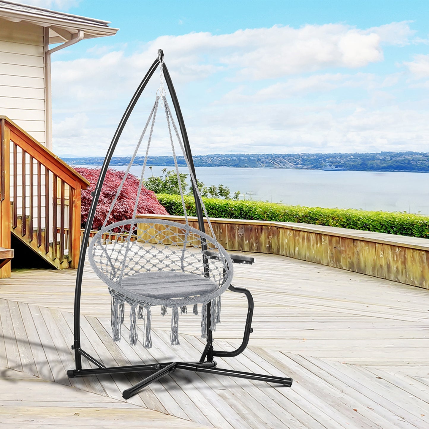 Hammock Chair Stand Only Construction Heavy Duty Metal C-Stand