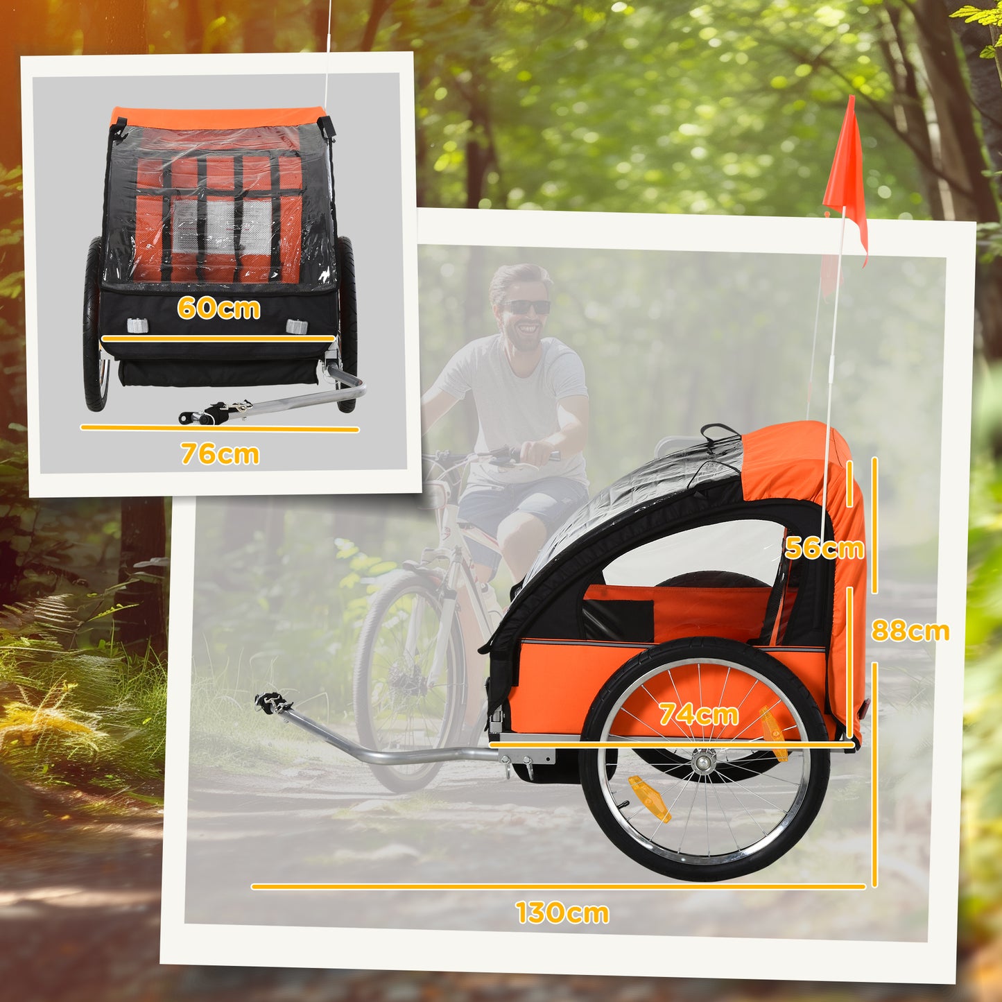 2 Seat Bike Trailer Bicycle wagon (1)