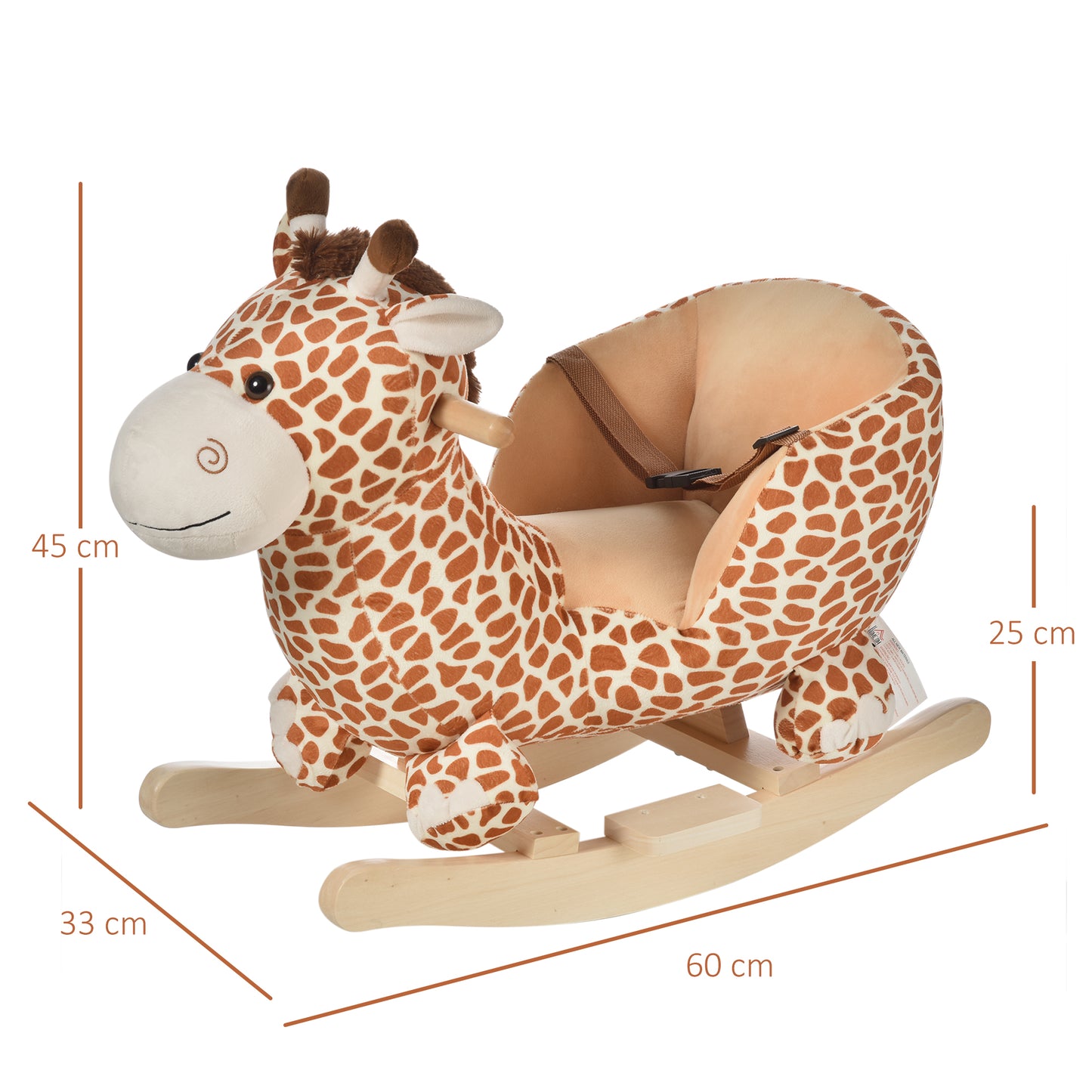 Children Kids Rocking Horse Toys Giraffe Seat Belt Toddlers Baby