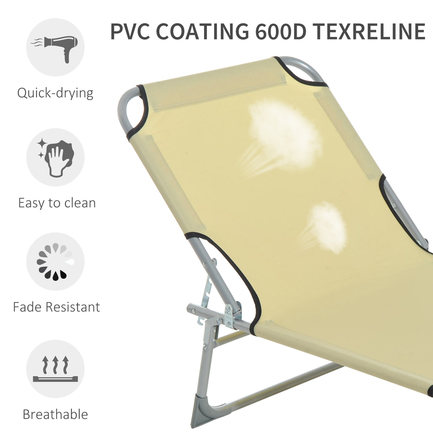 Reclining Sun Lounger Chair Folding Camping Bed