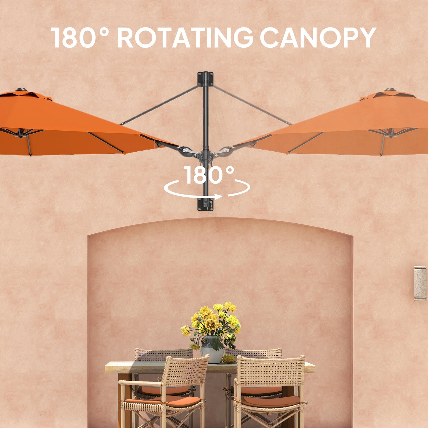 3(m) Wall-Mounted Parasol Shade, with Handle