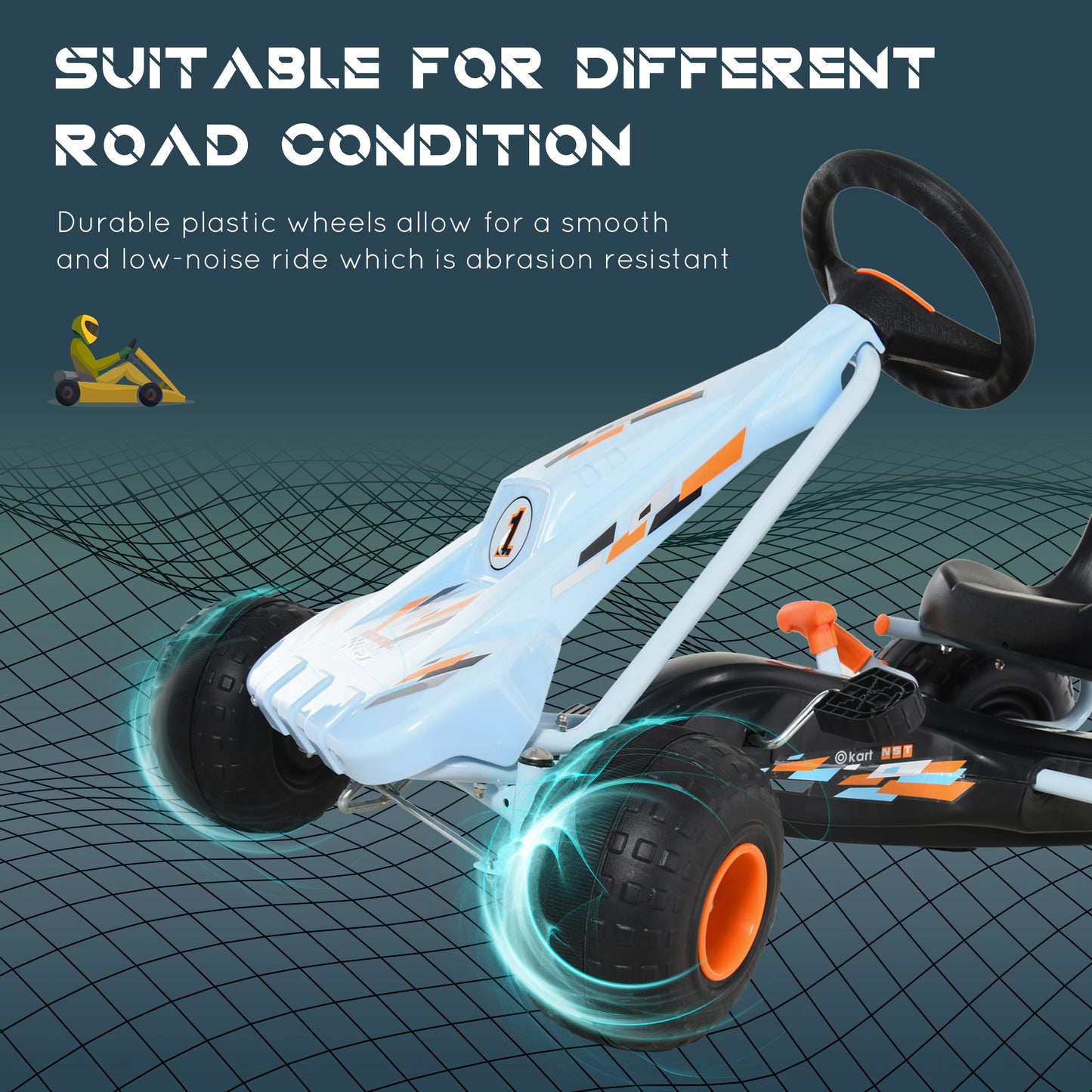 Pedal Go Kart, Kids Ride On Race Car with Brake, Gears Shift