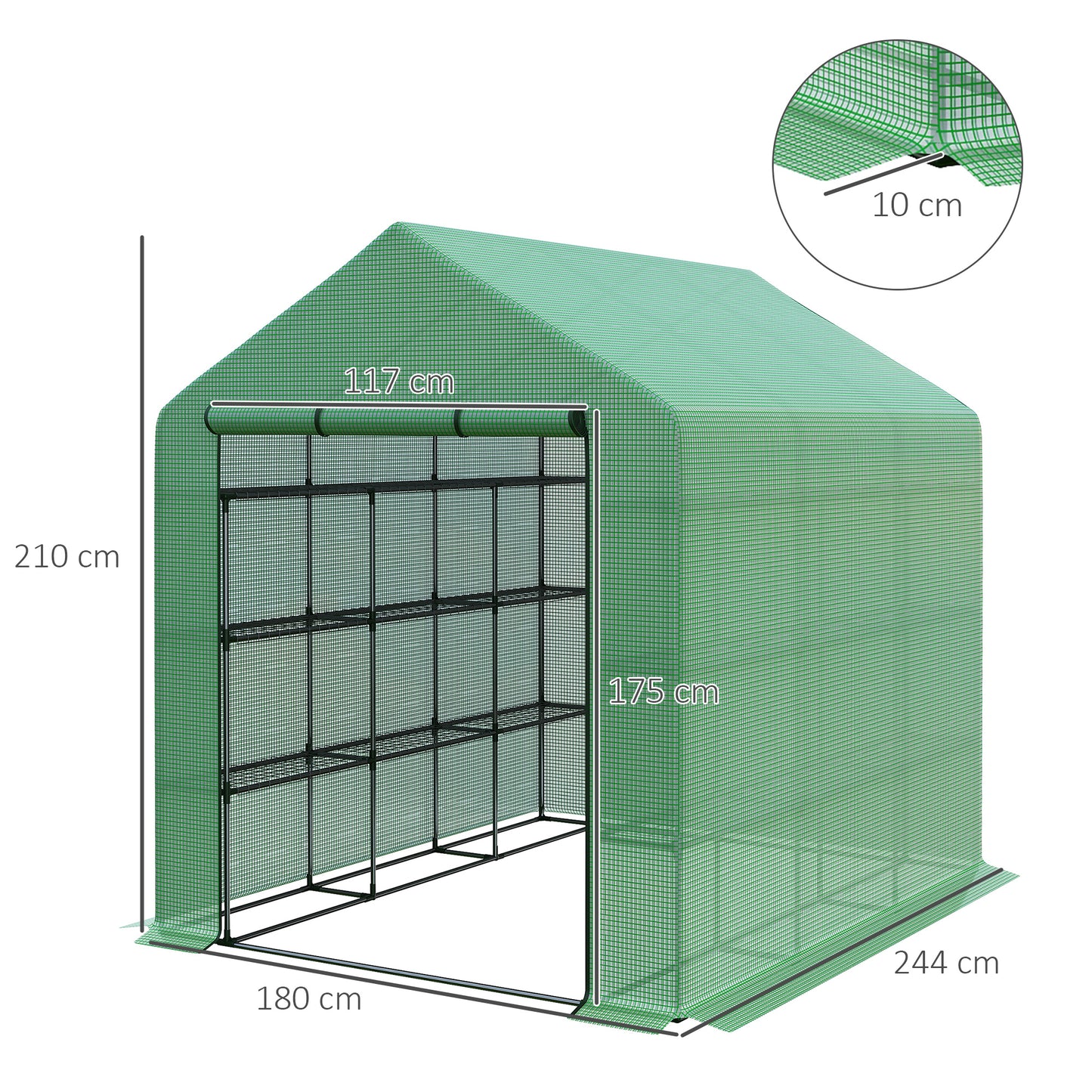 Walk-in Greenhouse with 4 Tier 24 Shelves
