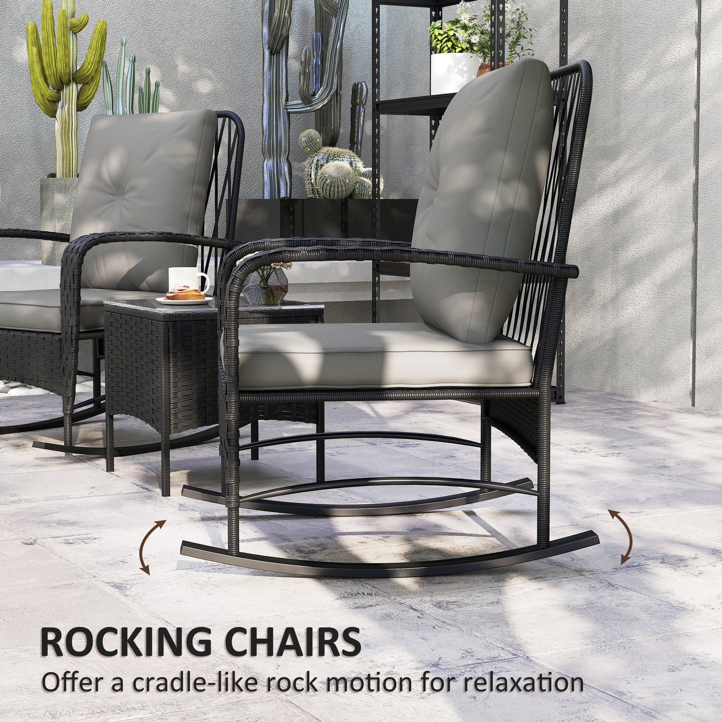 Three-Piece Rocking Chair Rattan Bistro Set