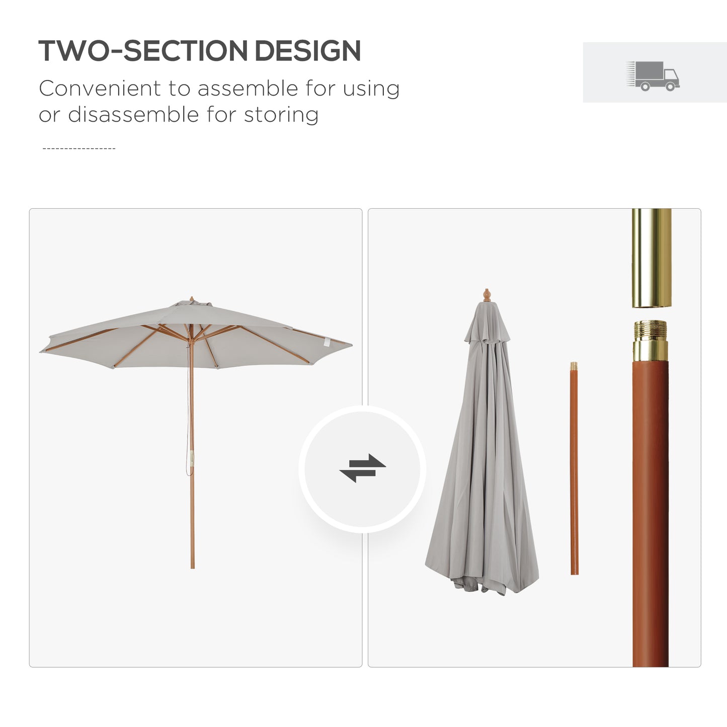 3(m) Garden Parasol, Pulley Operated Patio Umbrella