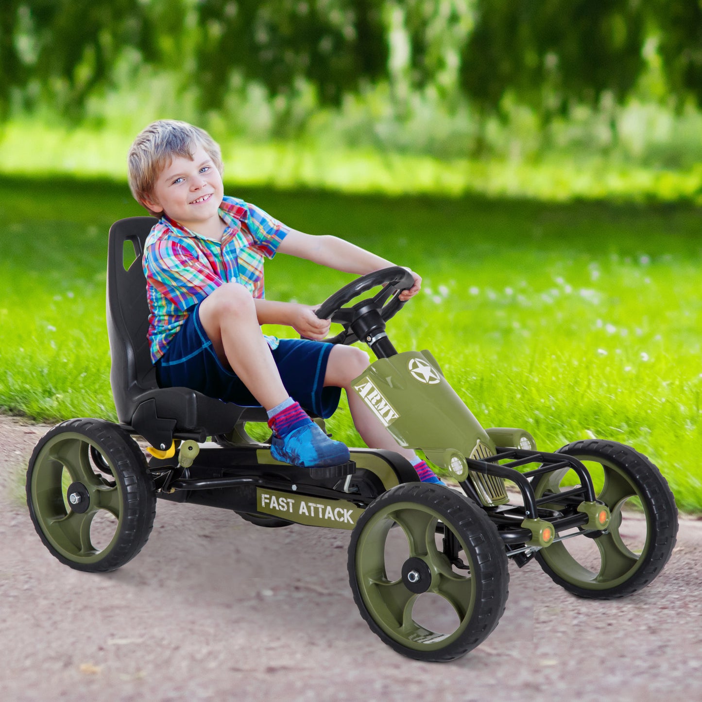 Pedal Go Kart, Kids Ride On Racer with EVA Tyres, Manual Clutch