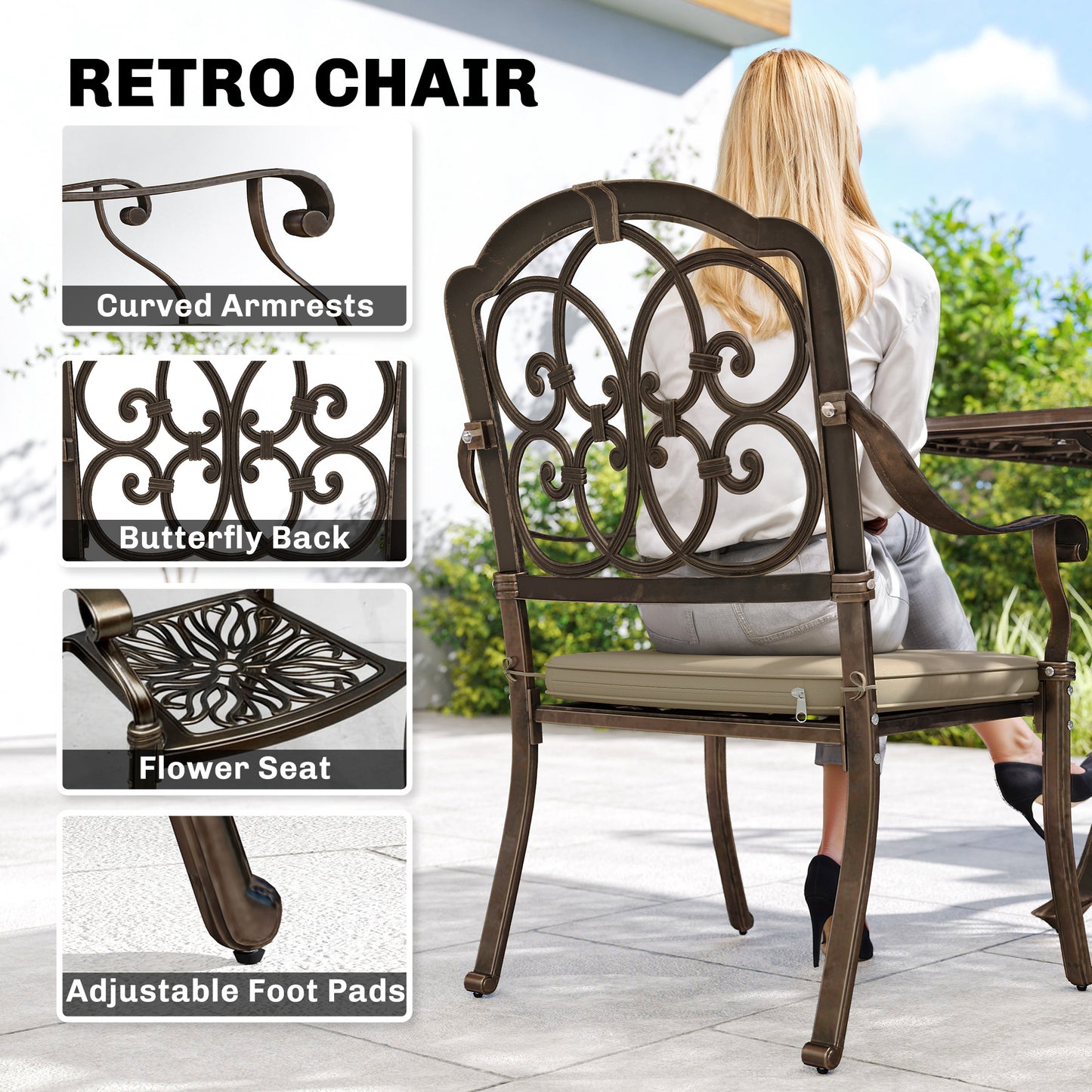 9 Piece Cast Aluminium Garden Dining Set