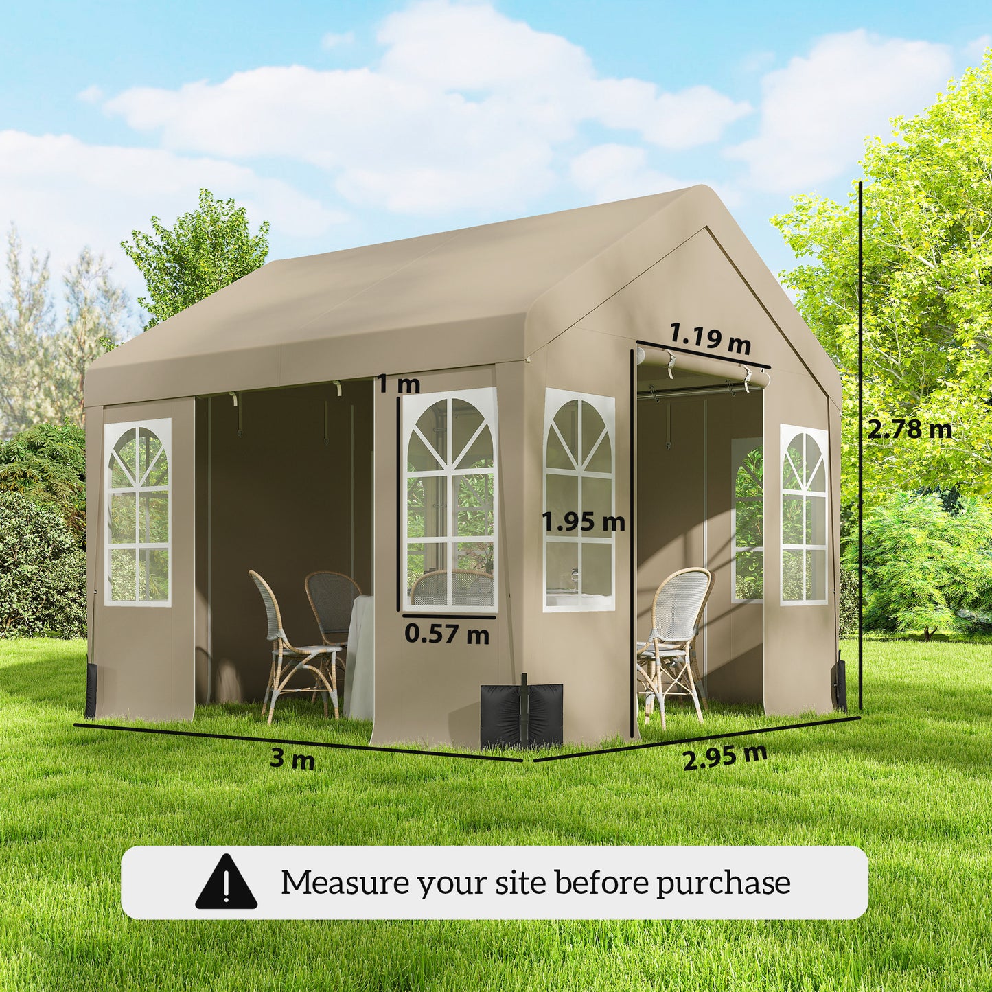 3 x 3 m Party Tent, Outdoor Canopy Tent Shelter