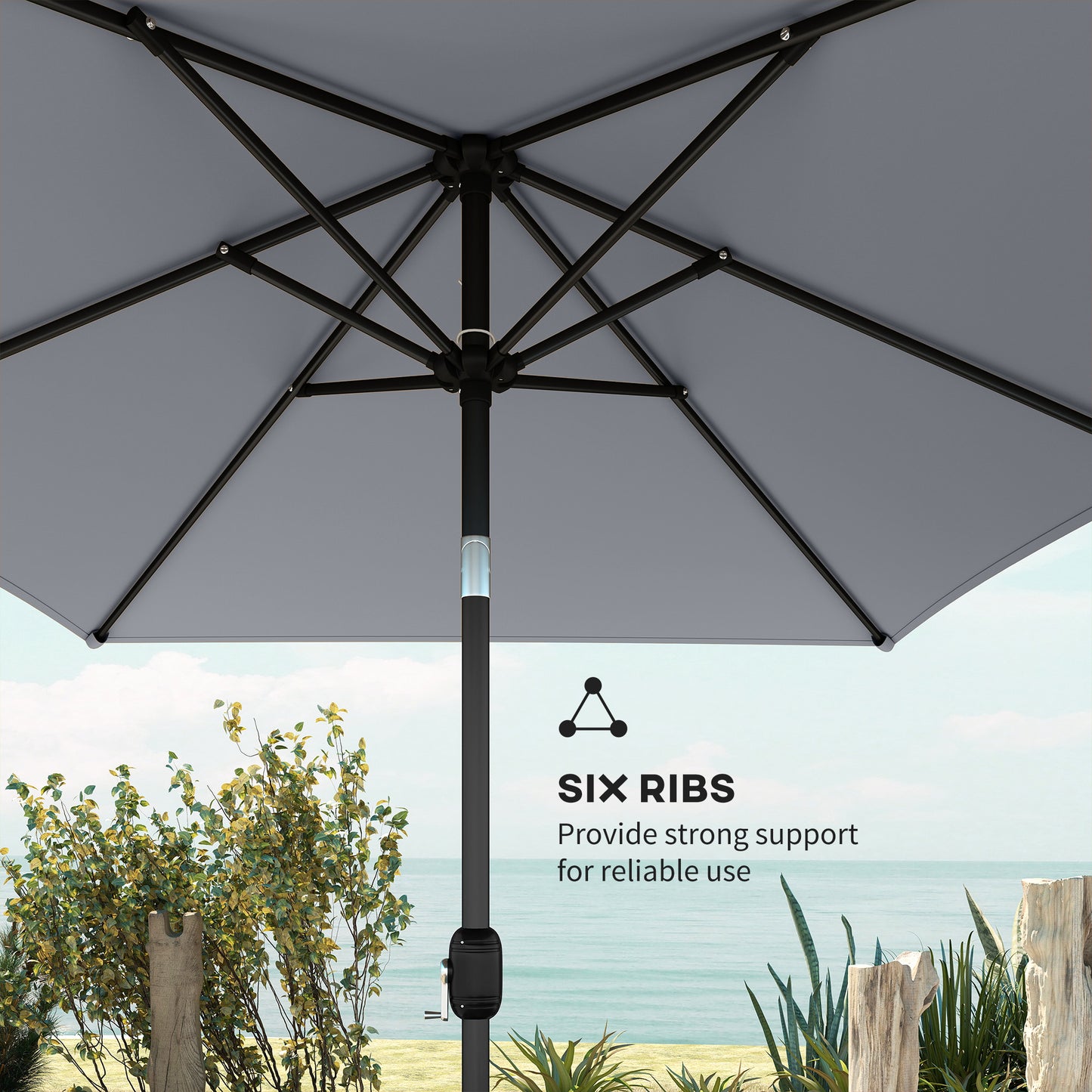 Garden Parasol, Parasol Umbrella with Crank Handle, Tilt Function