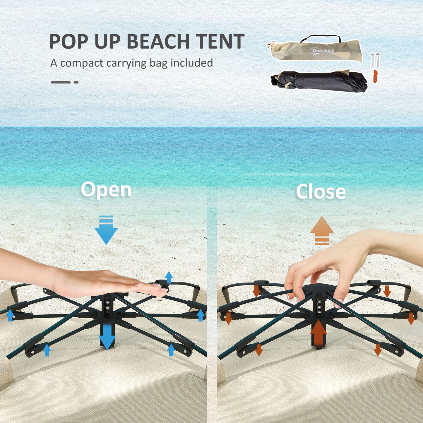 Three-Man UPF15+ Beach Tent, with Extended Floor