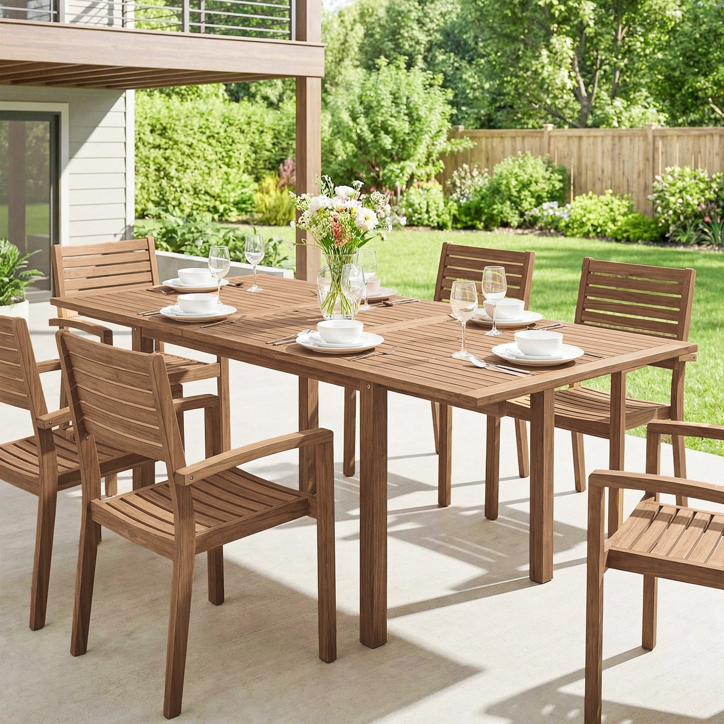 Extending Garden Table, Outdoor Dining Table for 6-8
