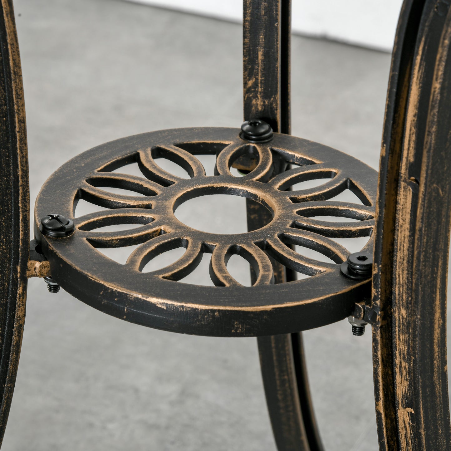 3pc Cast Aluminium Garden Bistro Set for 2 with Parasol Hole