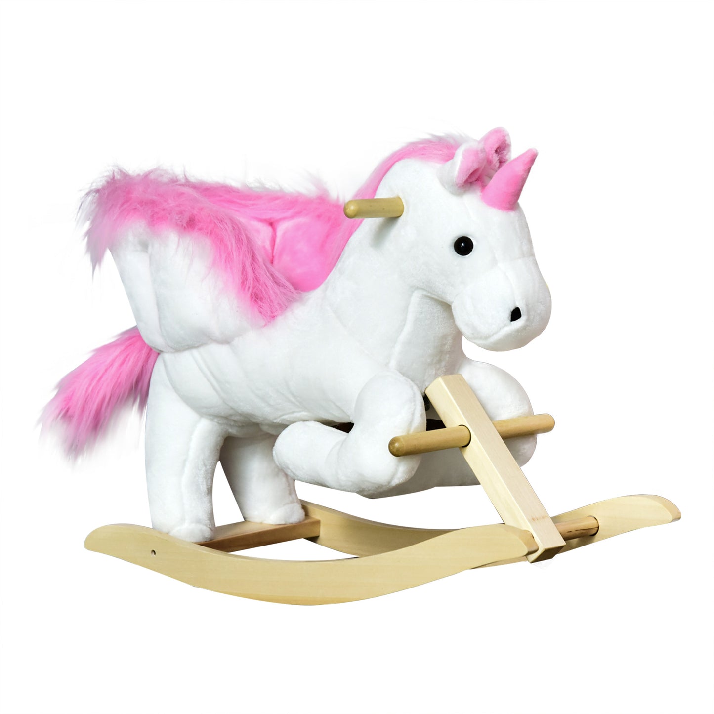 Kids Rocking Horse Toy, Plush Unicorn Rocker Seat with Wood Base