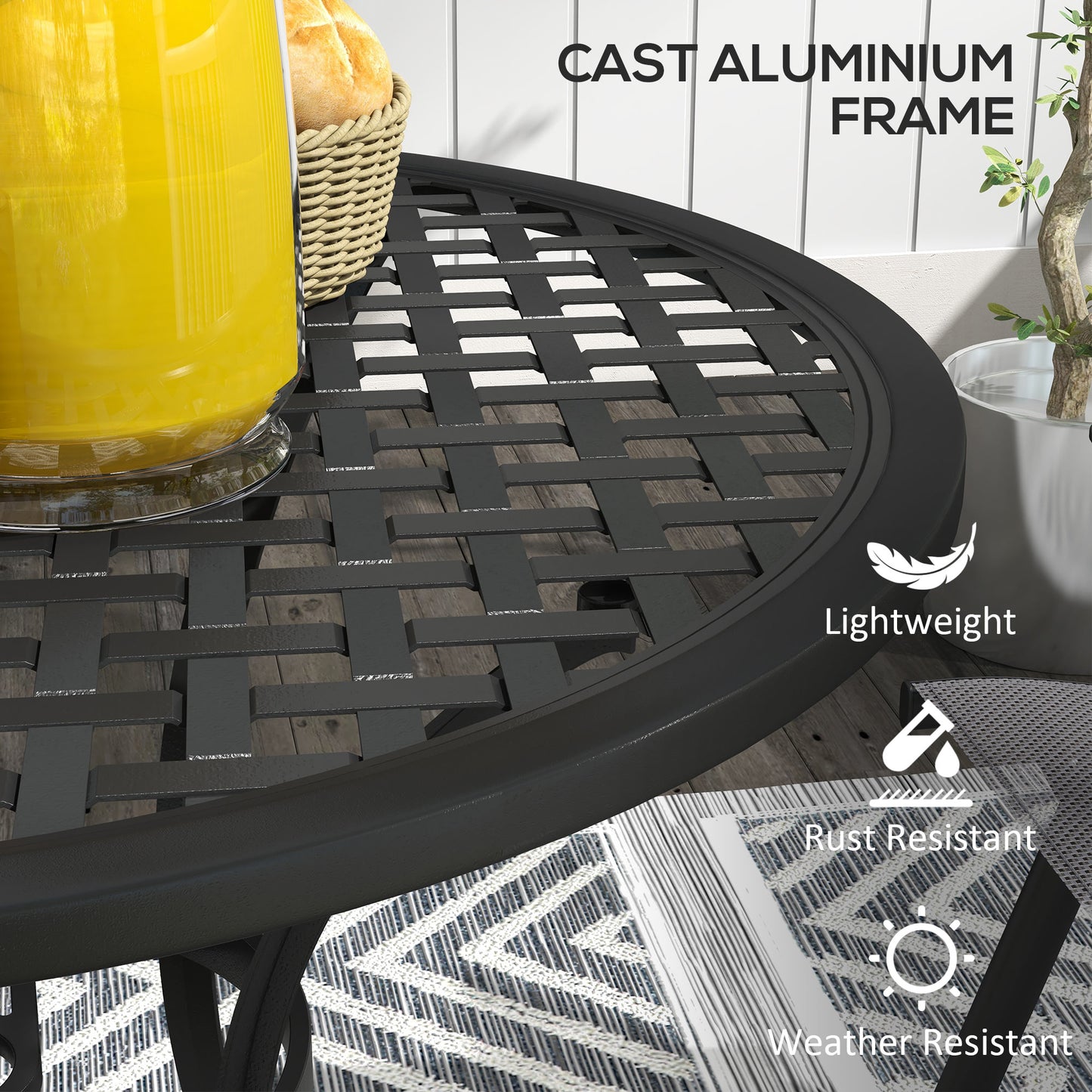 Round Aluminium Table, with ⌀50mm Parasol Hole