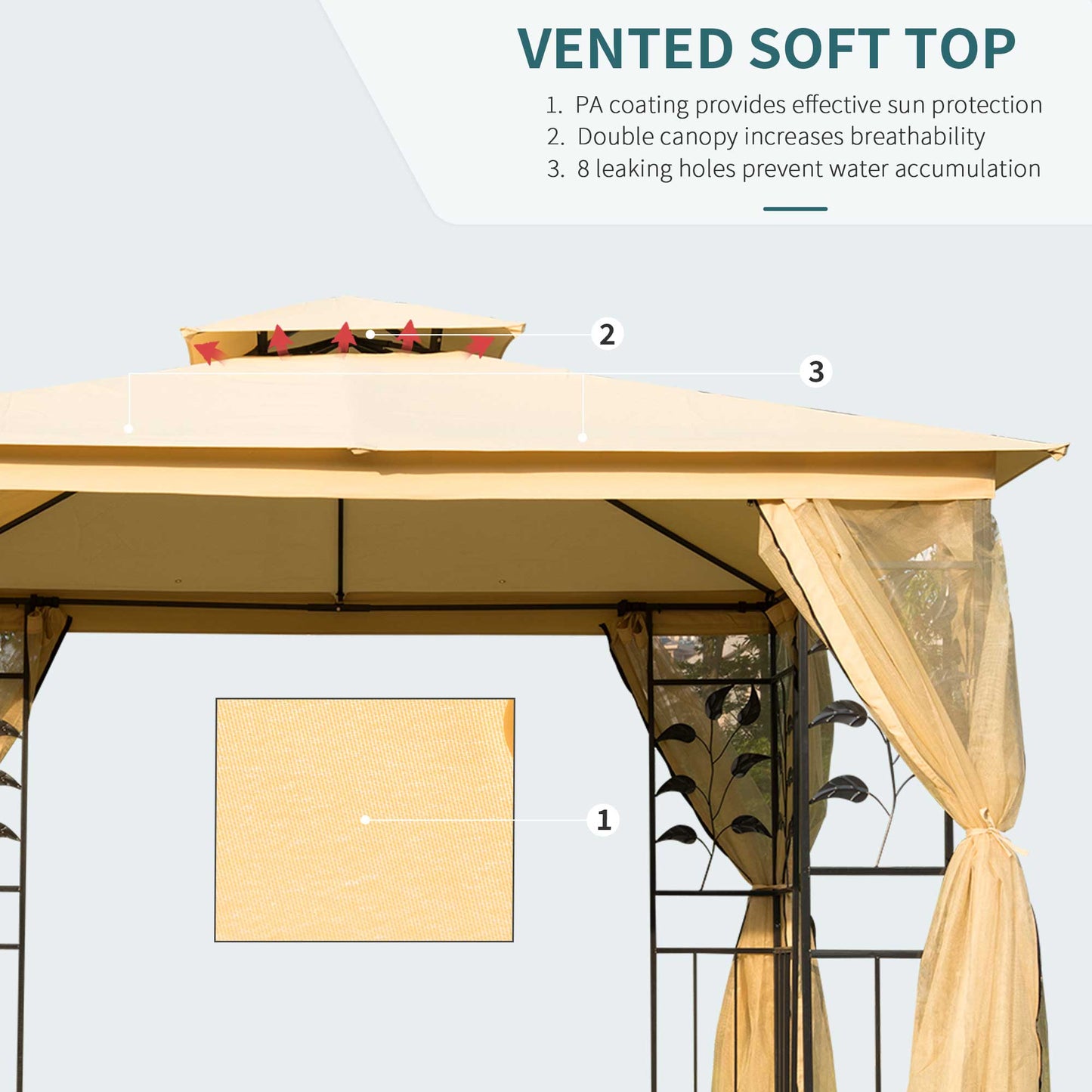 3(m) x 3(m) Garden Gazebo, Double Roof Outdoor Gazebo Canopy Shelter (1)