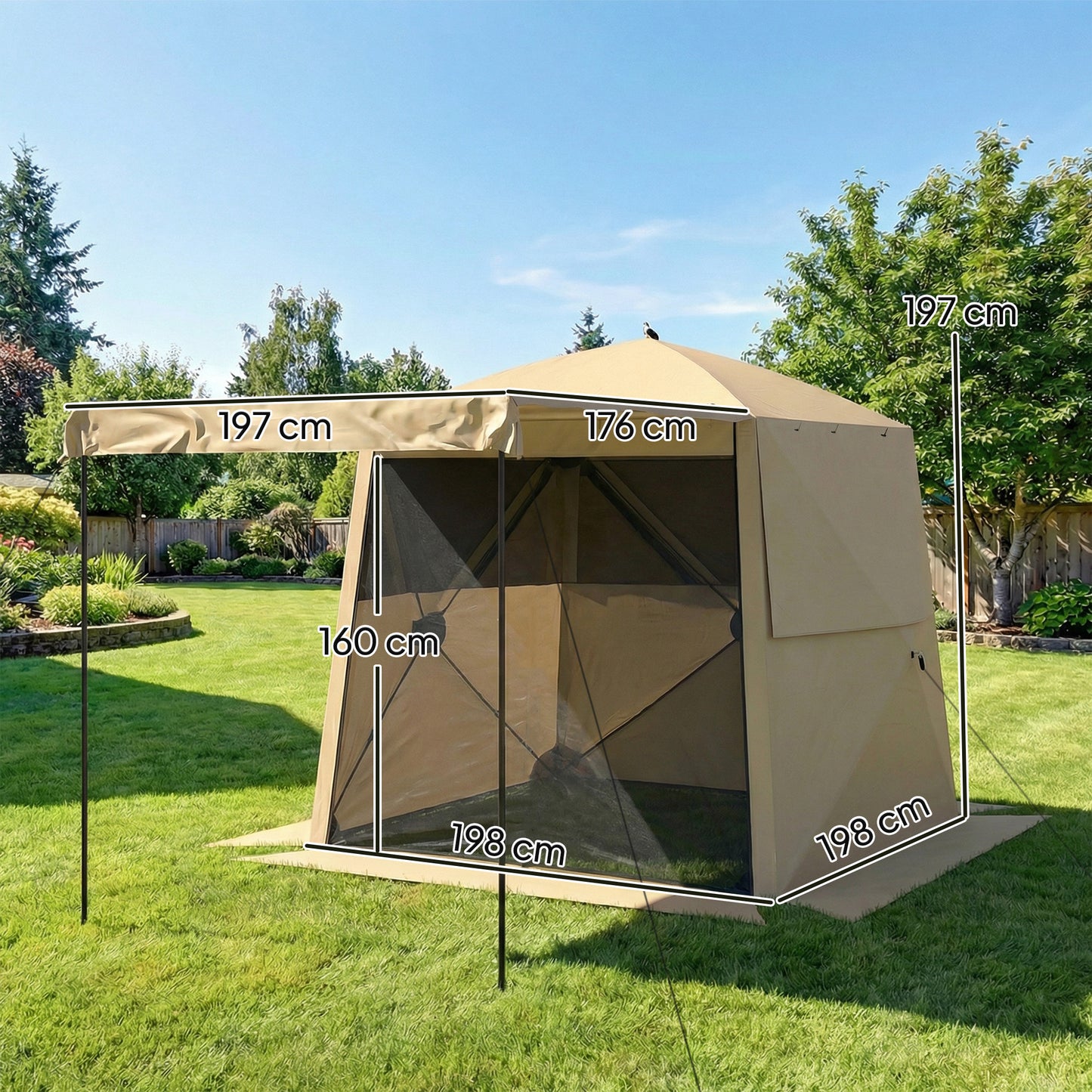 Pop Up Gazebo Waterproof Instant Shelter with Awning Mesh Windows