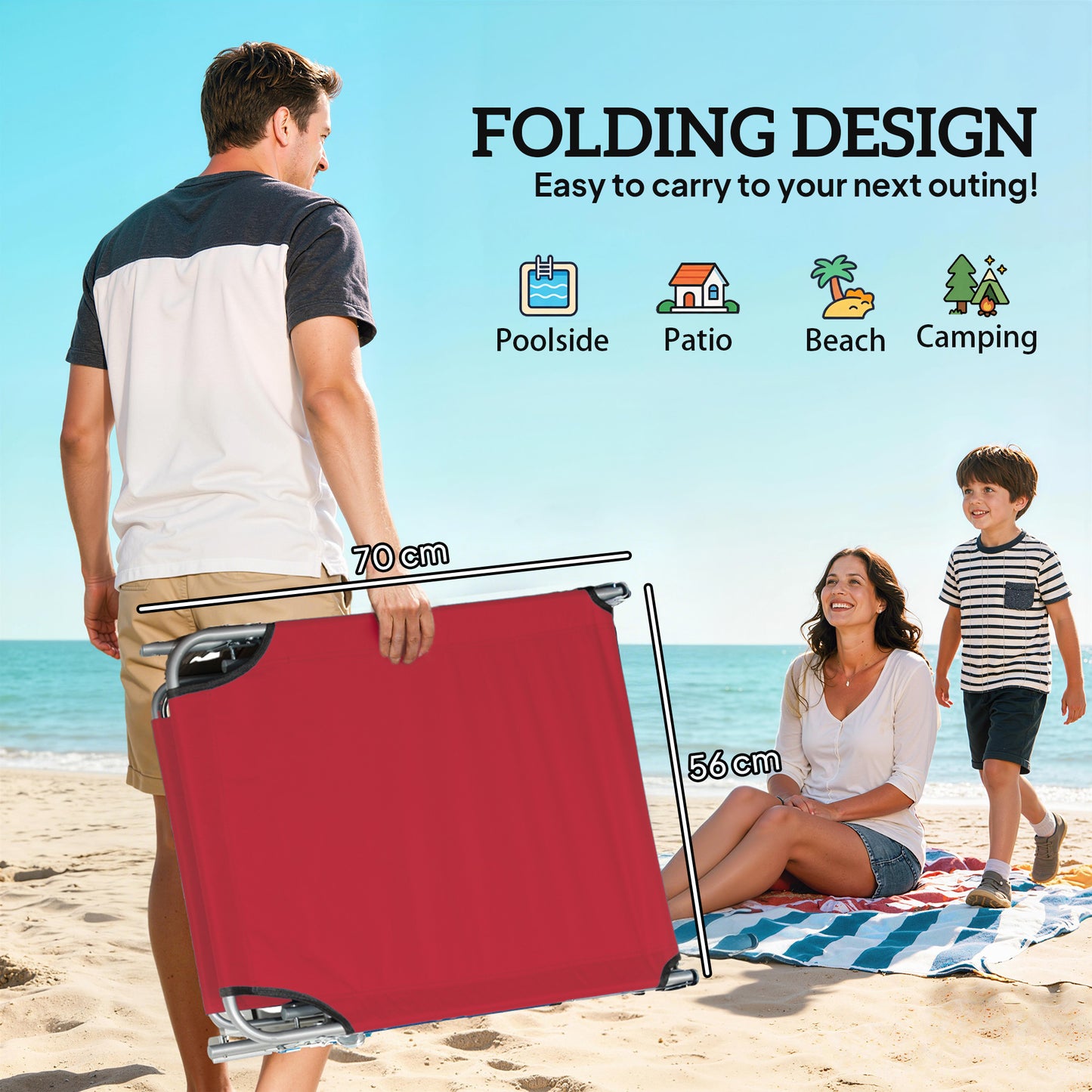 Outdoor Foldable Sun Lounger Set of 2