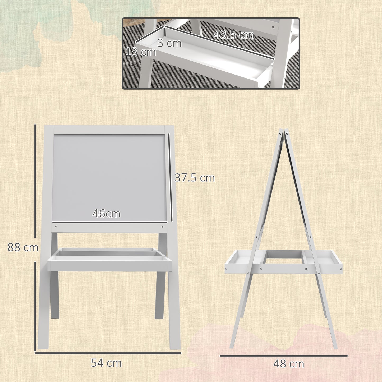 Kids Easel, Art Easel with Double Sided Whiteboard, Chalkboard