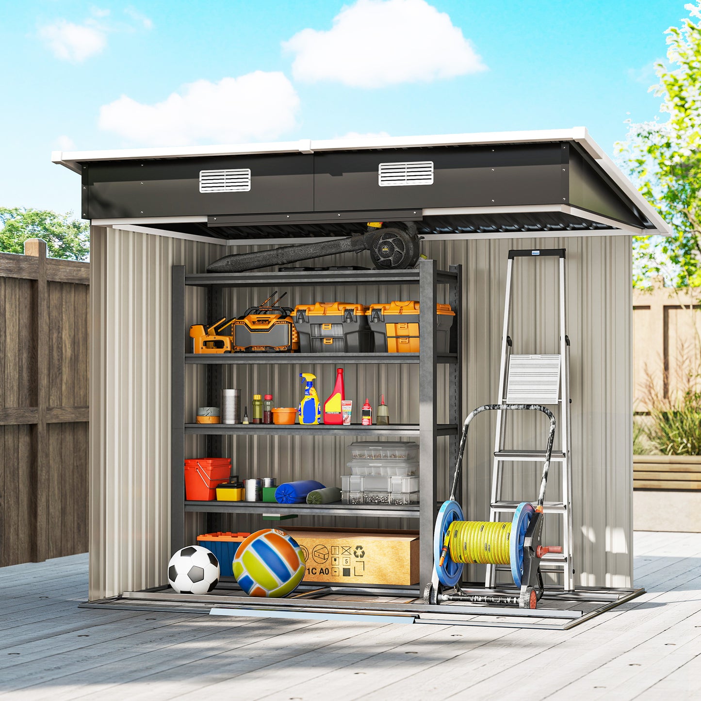 7 x 4ft Outdoor Storage Shed with Foundation Kit