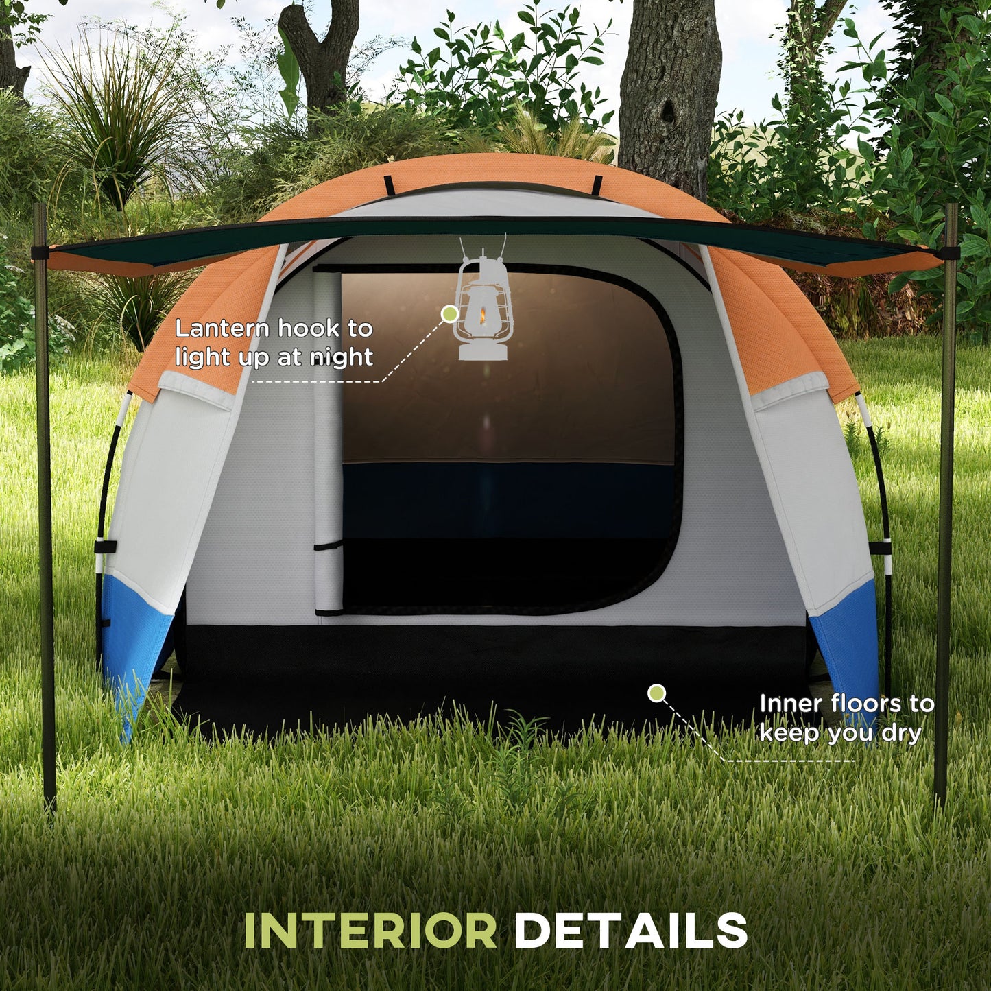Camping Tent, Large Tunnel Tent with Bedroom and Living Area