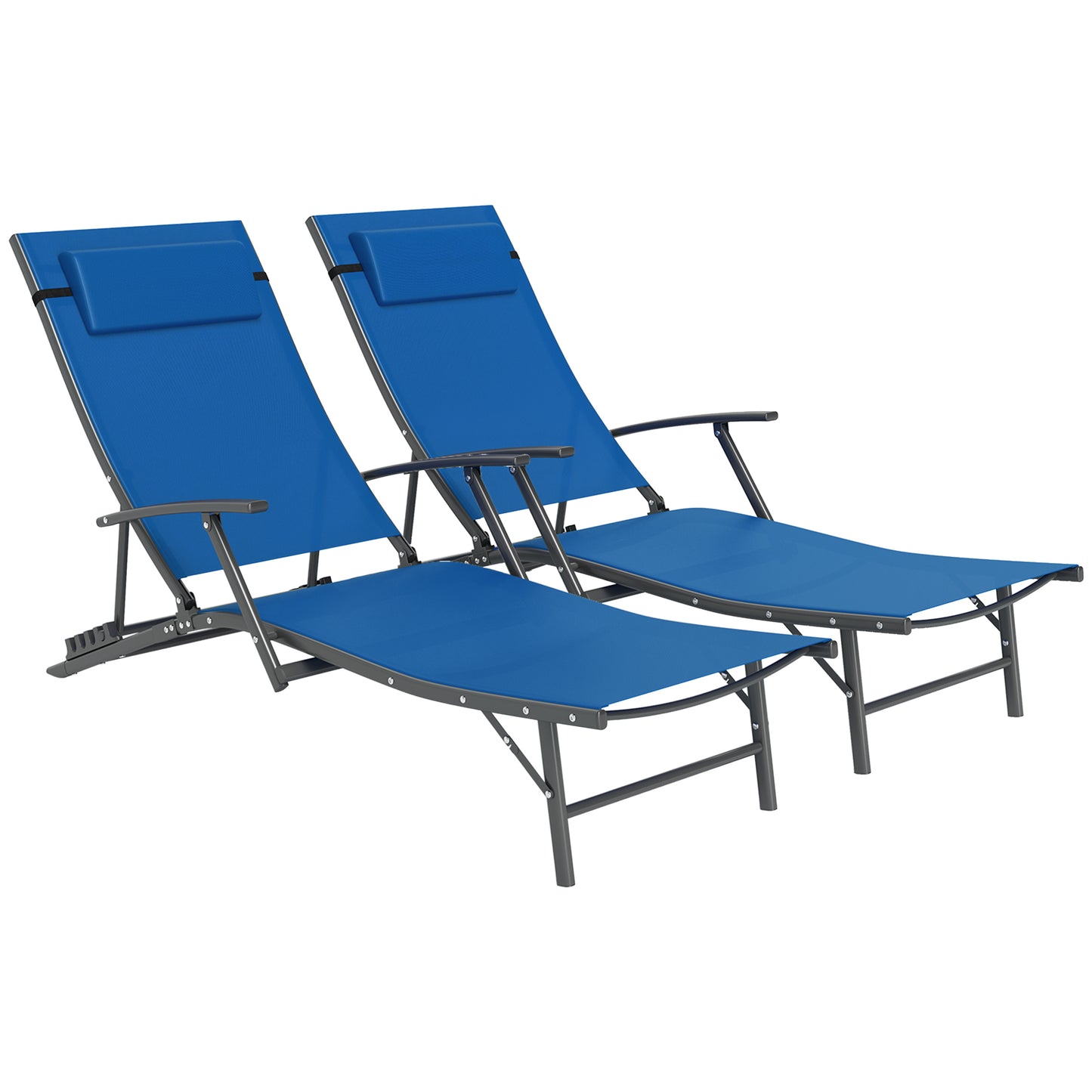 Set of Two Adjustable Back Sun Loungers