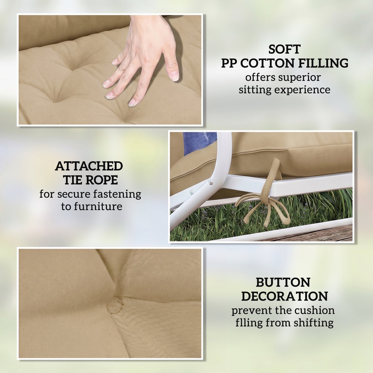 Garden Bench Cushion, 2 Seater Swing Chair Cushion