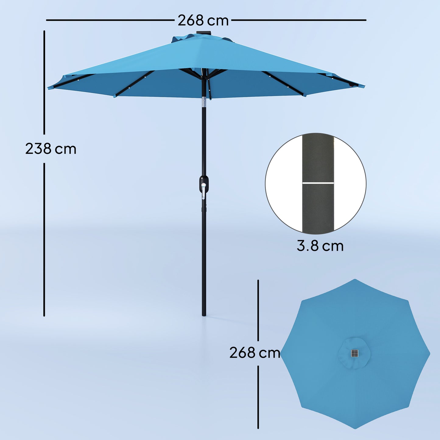 2.7m LED Light Parasol Umbrella