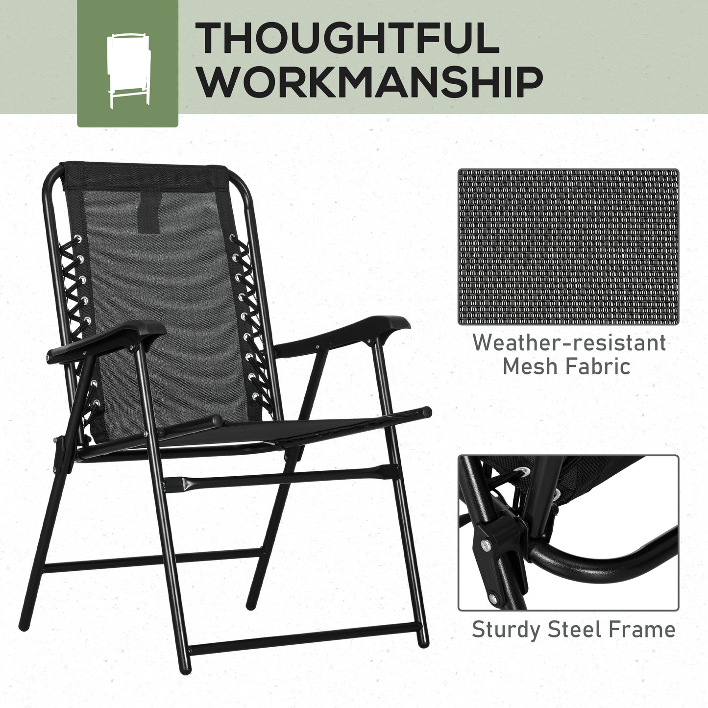 2 Pcs Patio Folding Chair Set