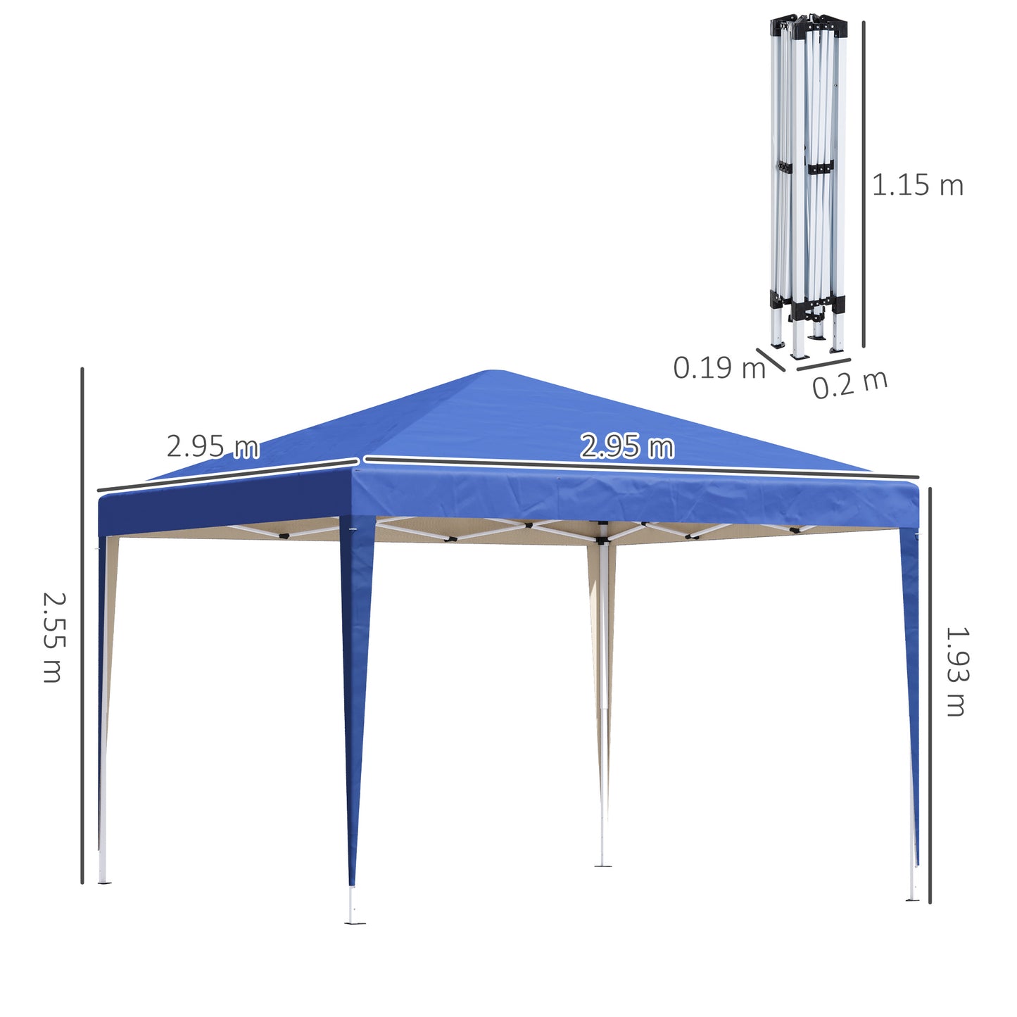 3 x 3M Garden Pop Up Gazebo Height Adjustable Marquee Party Tent