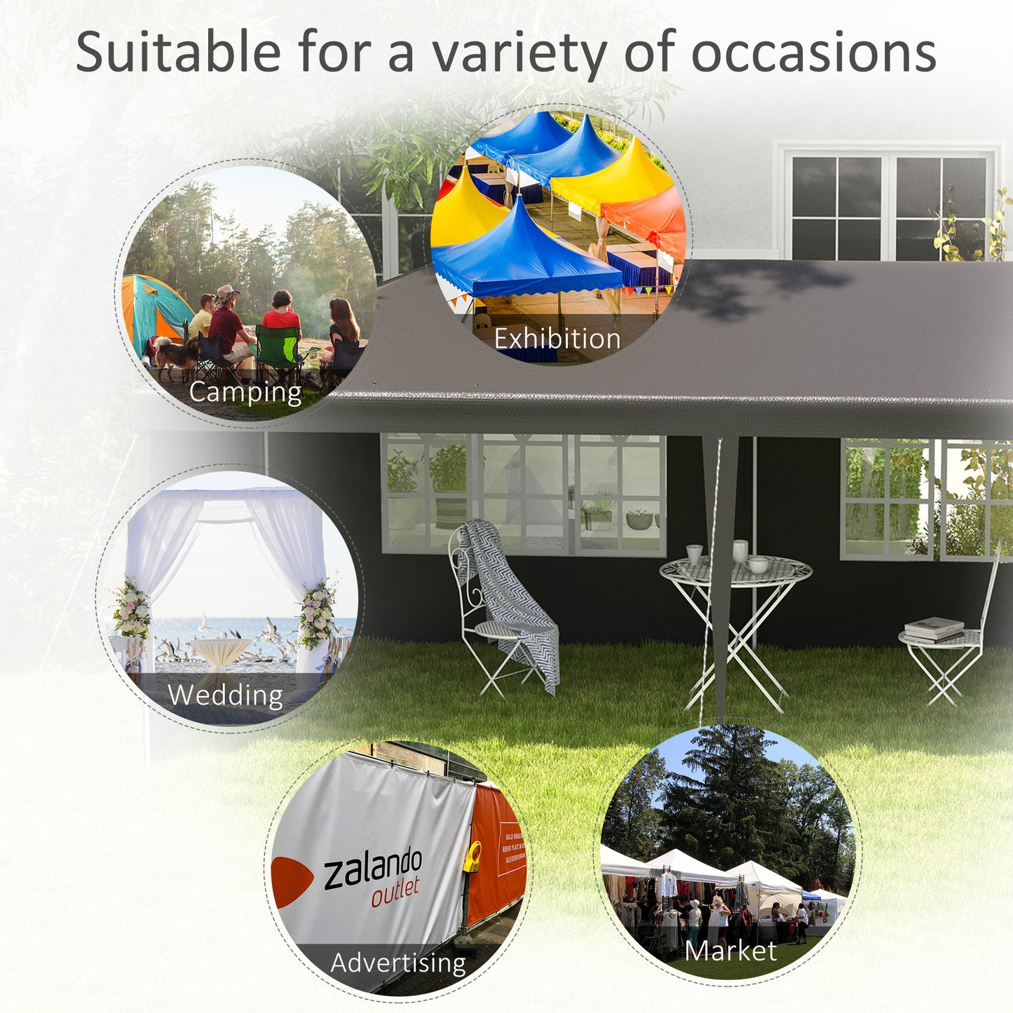 2.95 x 5.83 m Semi-Open Gazebo
