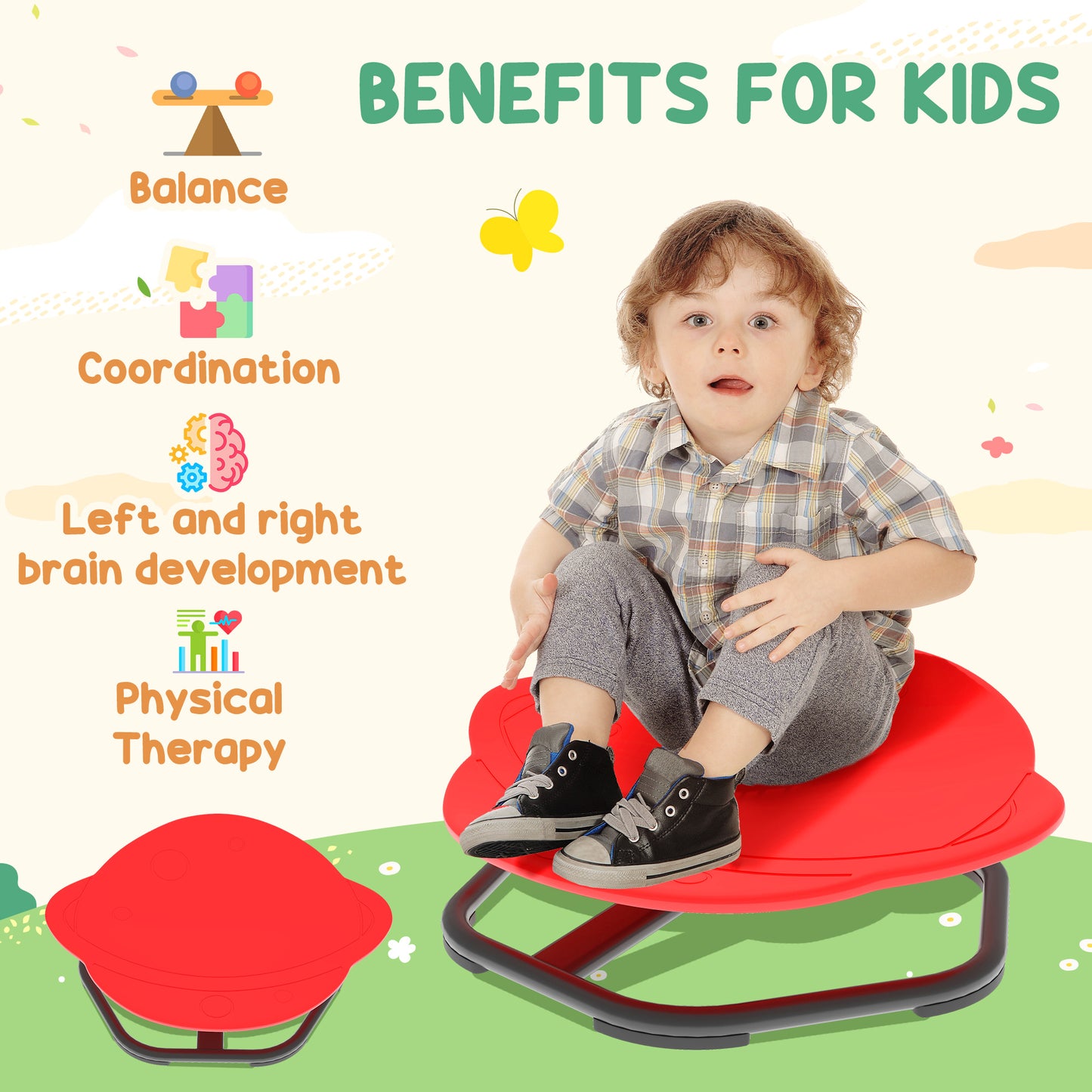 Planet-Shaped-kids Swivel Chair, Sensory Spinning Chair for Balance