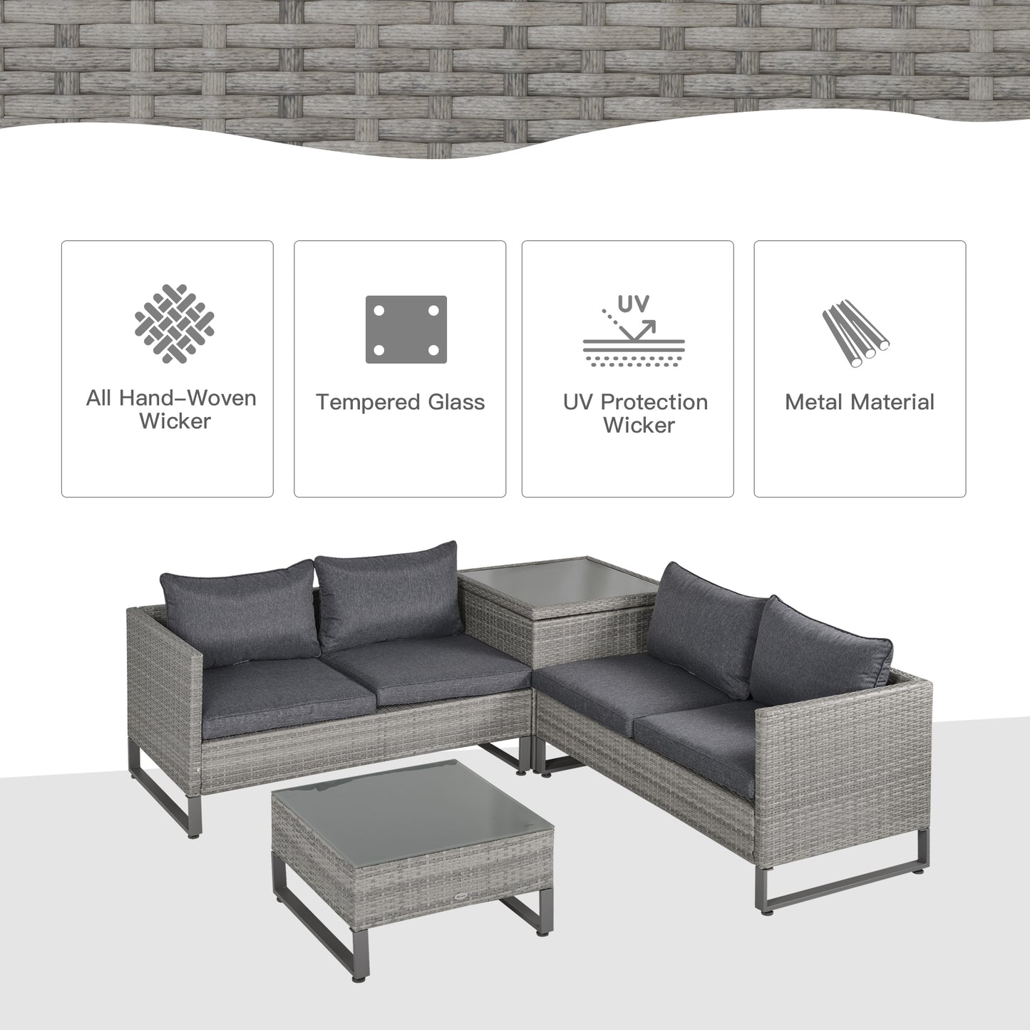 4 Pieces Rattan Garden Furniture Set (2)