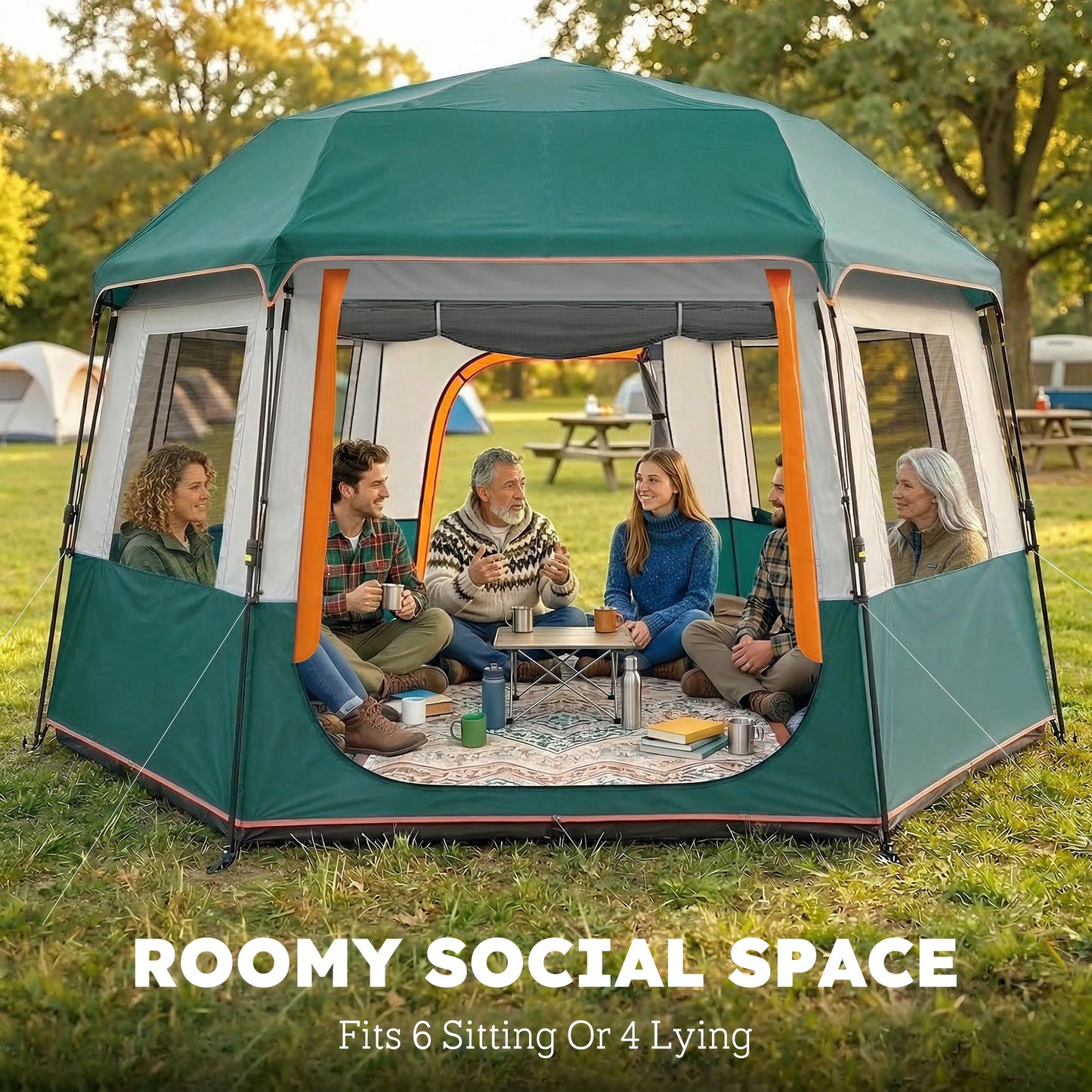 Cabin Tent Easy Setup 3000mm Waterproof Camping Tent 4 Person