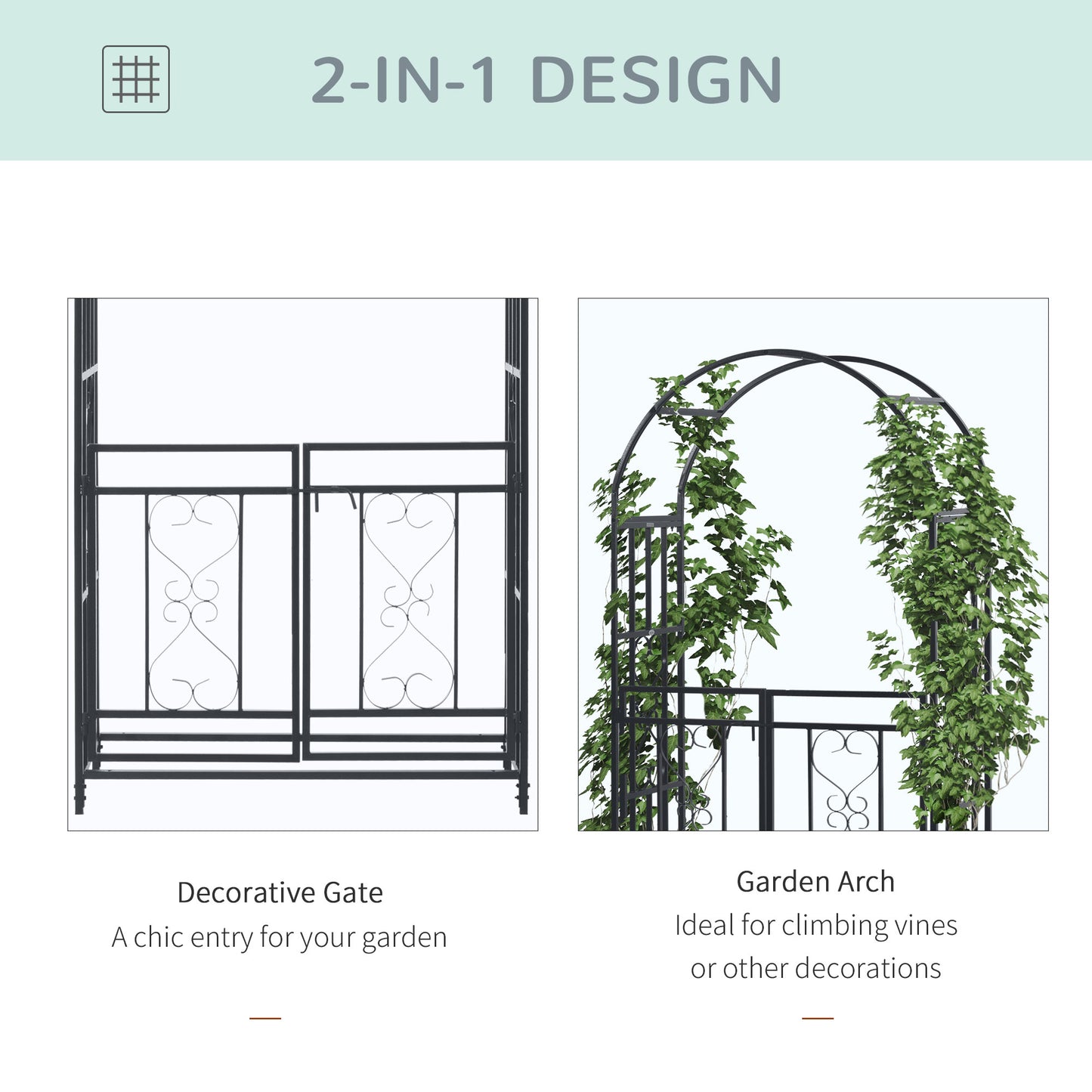 Outdoor Garden Arch with Double Gates