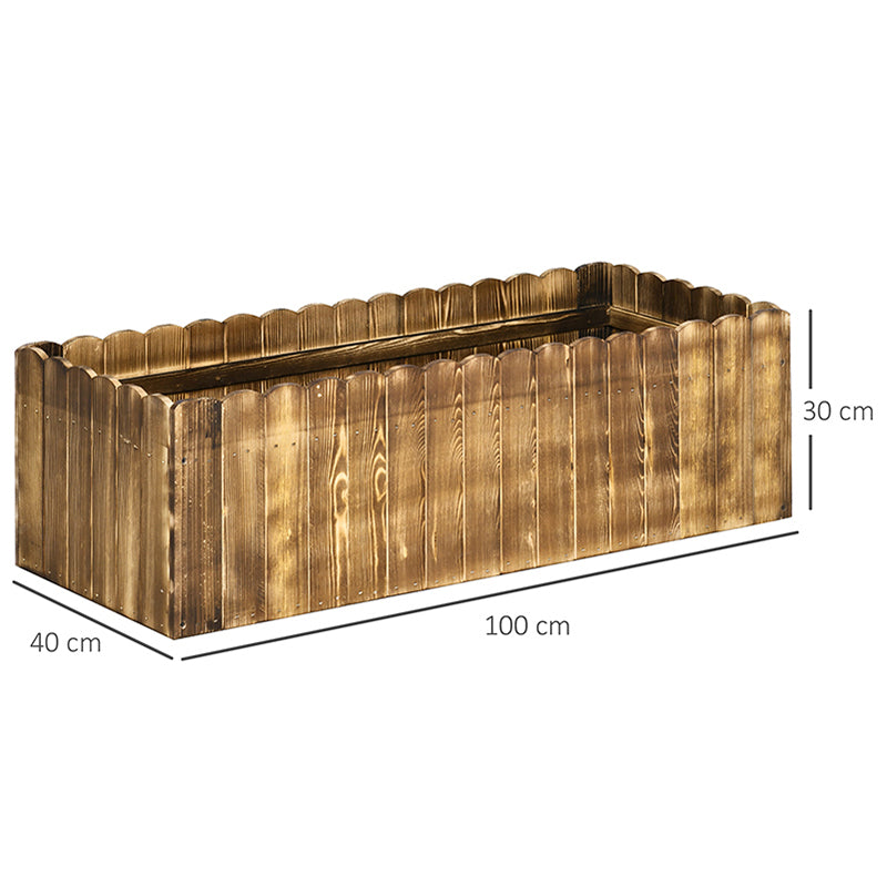 109L Raised Garden Bed, Wooden Rectangle Planter Box
