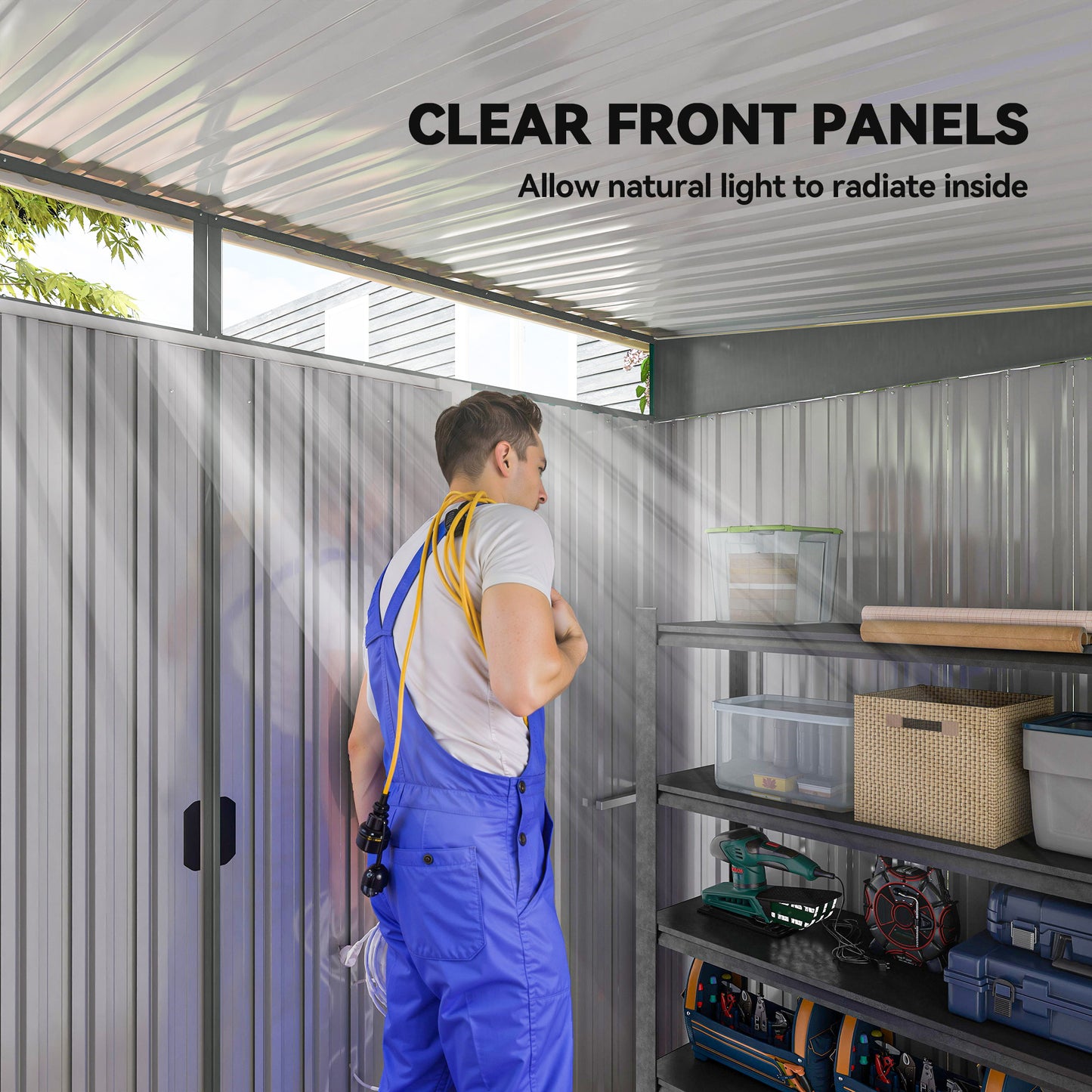 9ft x 6.5ft Garden Storage Shed with Top Window