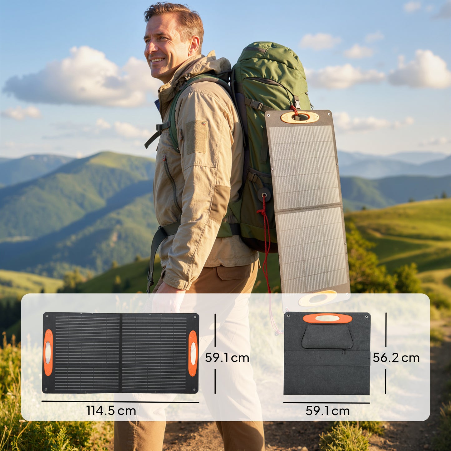100W Portable Solar Panel, Foldable Solar Charger