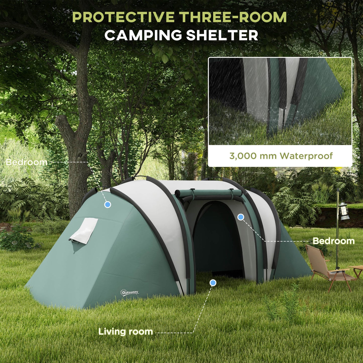 Two-Man Tent, with Bedrooms, Living Room and Canopy