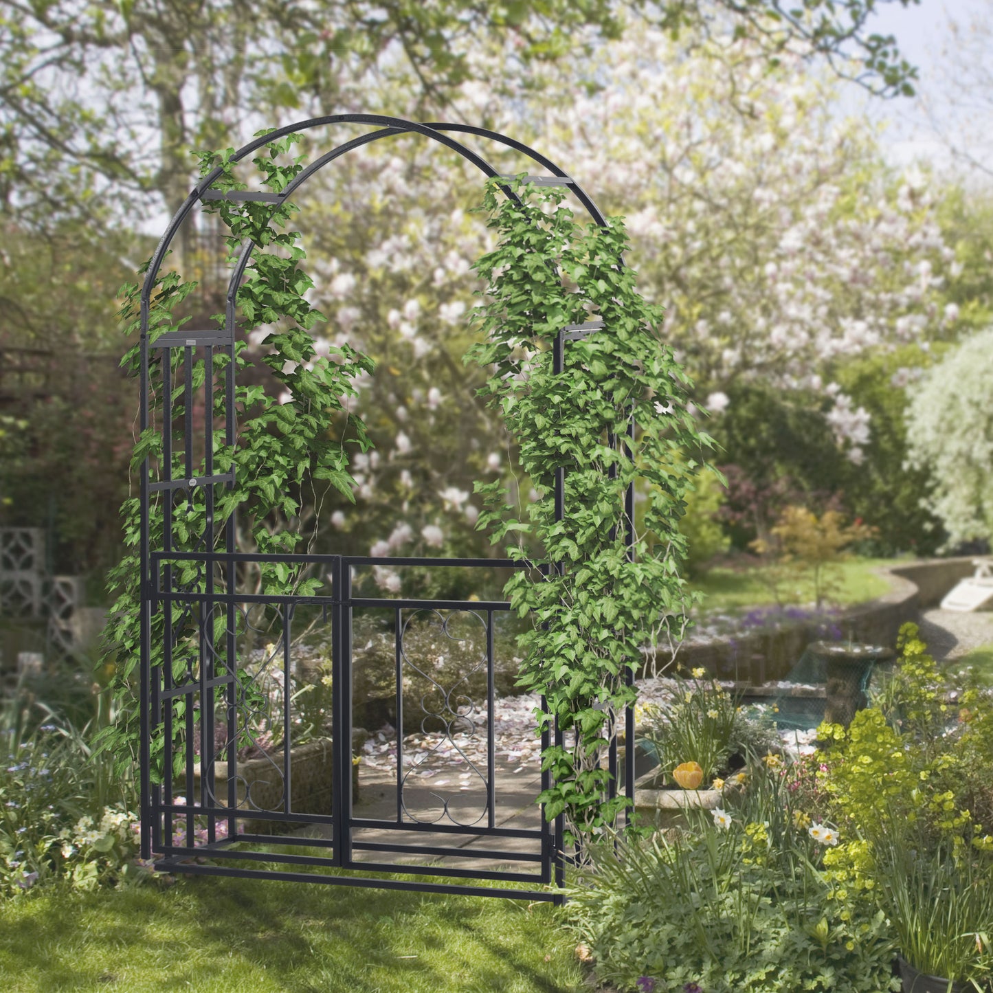 Outdoor Garden Arch with Double Gates