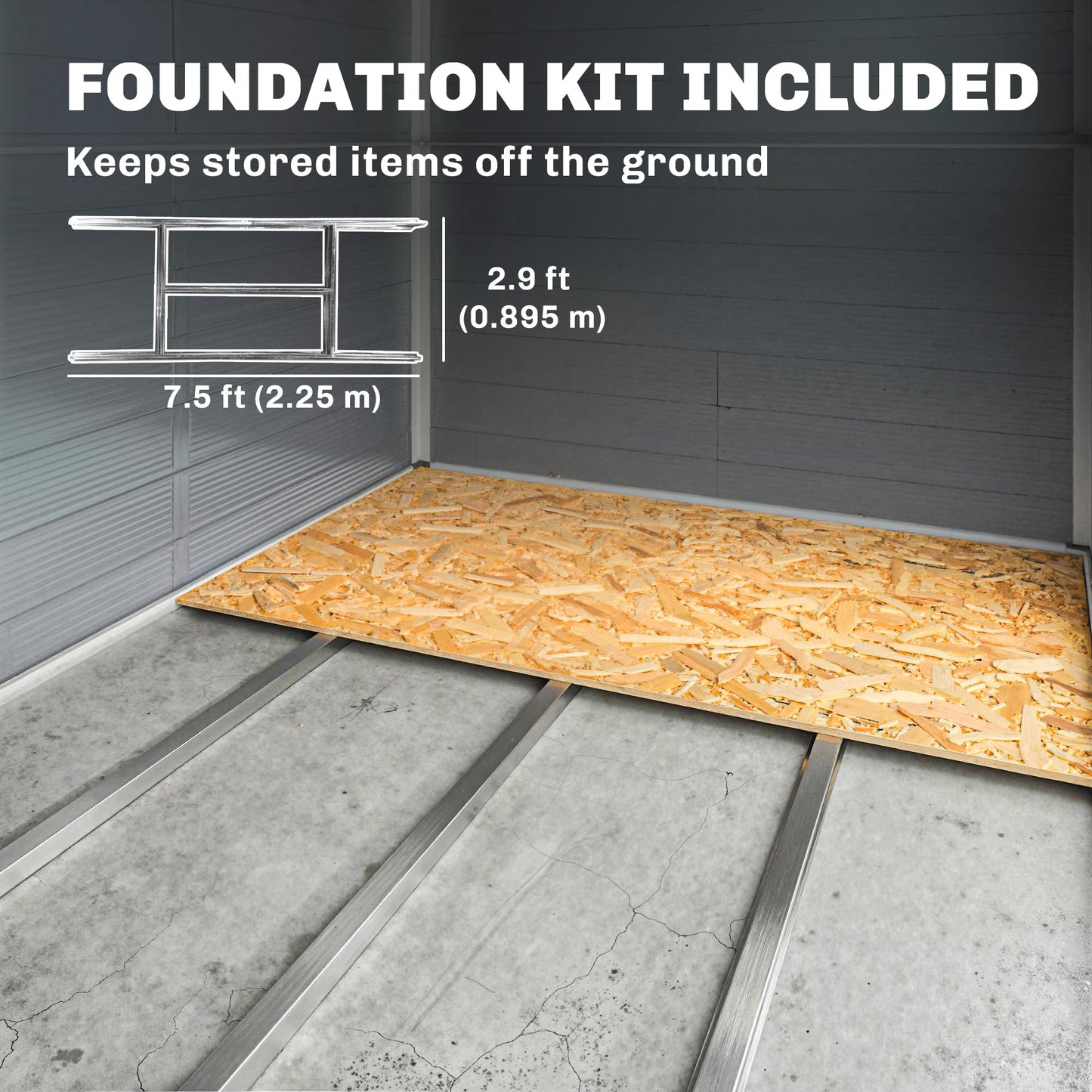 7.9ft x 6.2ft Aluminium Frame and Plastic Wall Shed, with Foundation