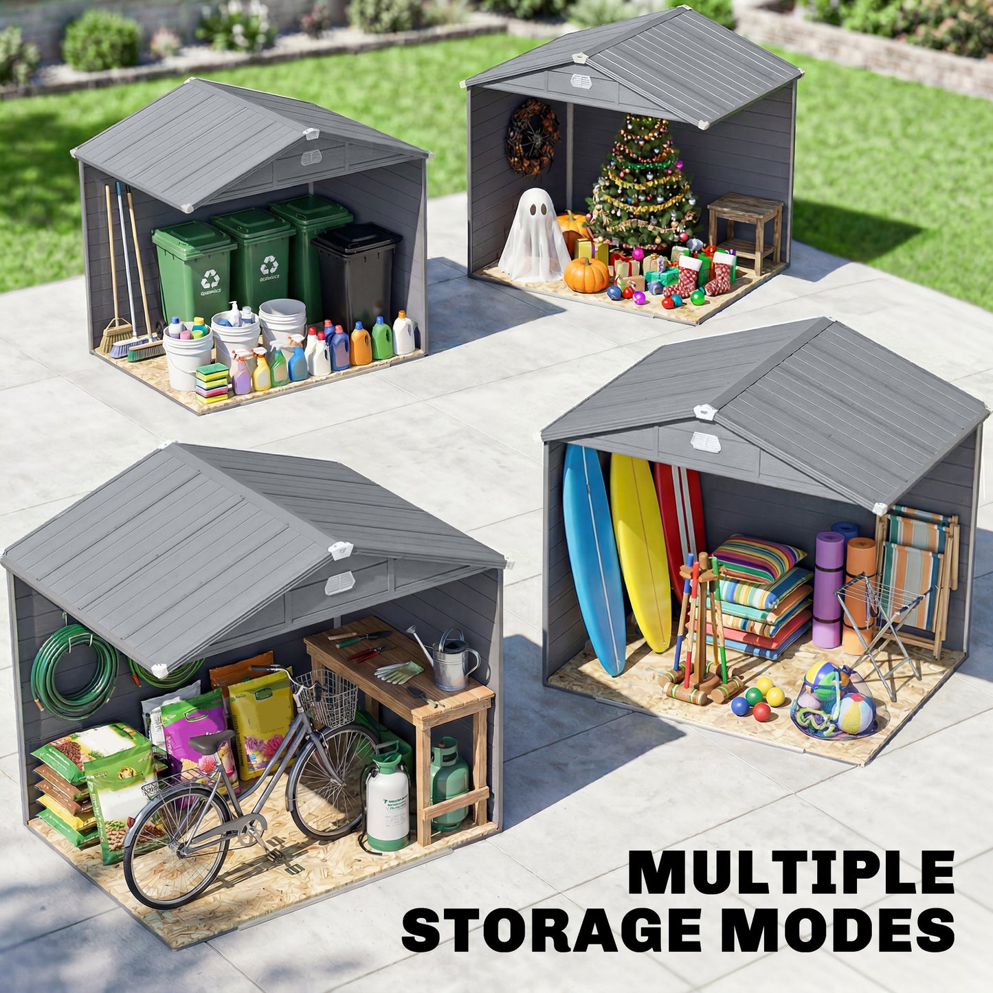 7.9ft x 6.2ft Aluminium Frame and Plastic Wall Shed, with Foundation