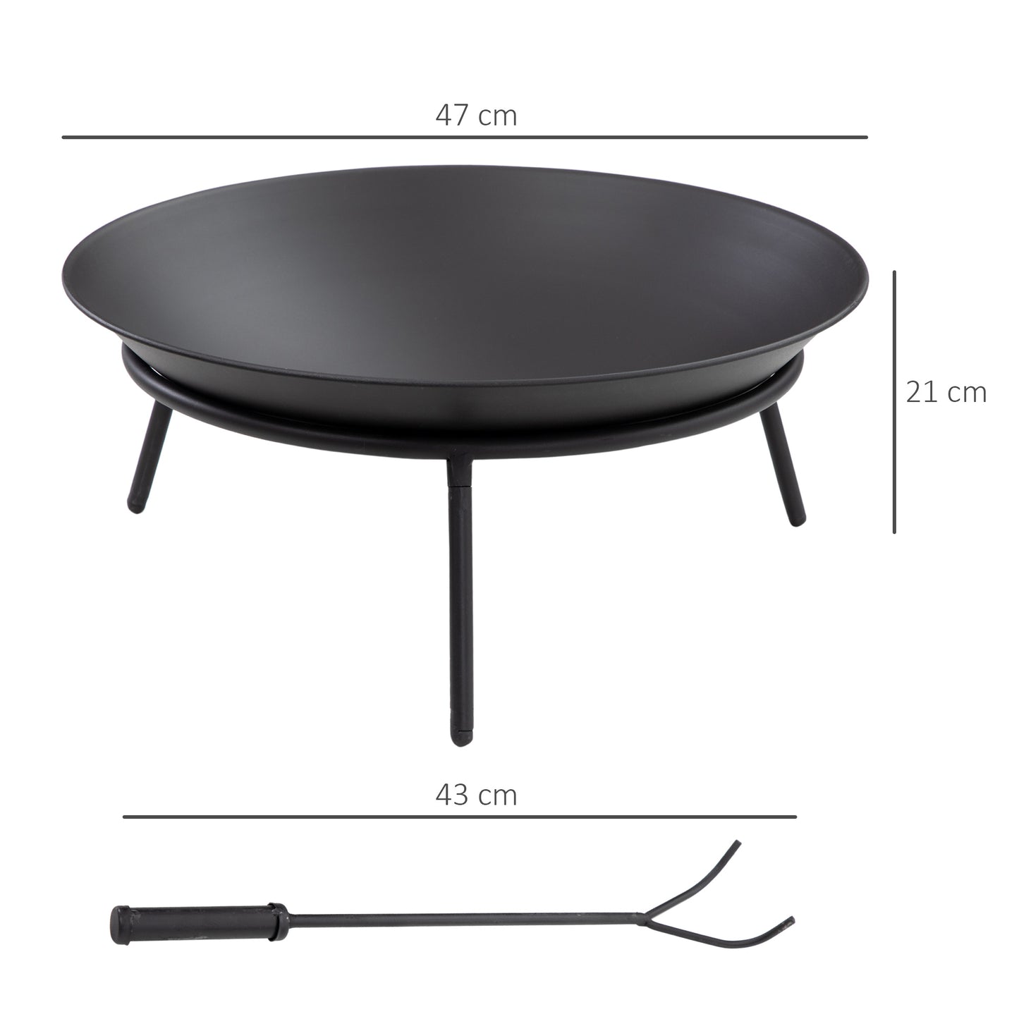 Outdoor Fire Pit, Portable Round Firepit with Poker, for Garden