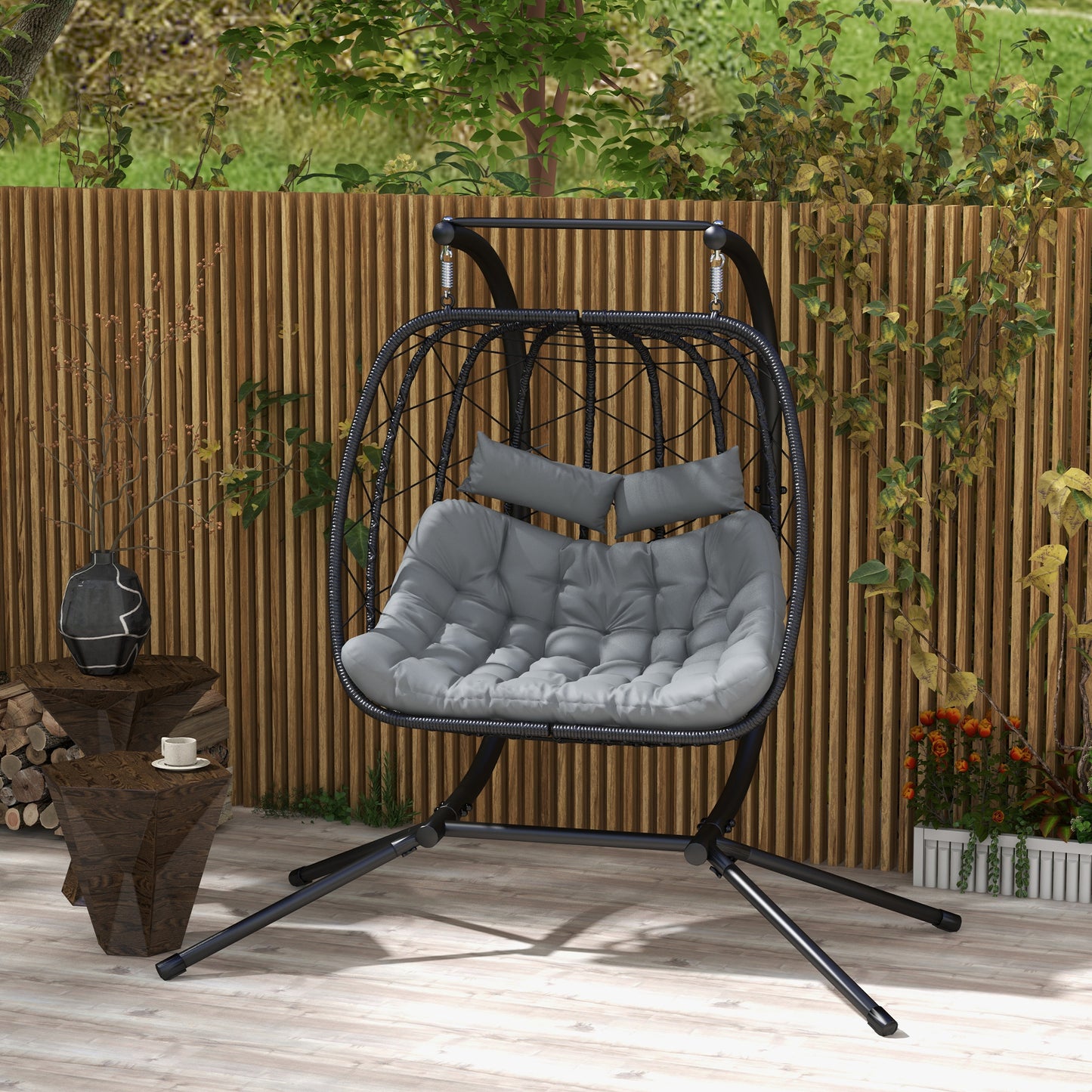Two-Seater Steel Frame Hanging Egg Chair