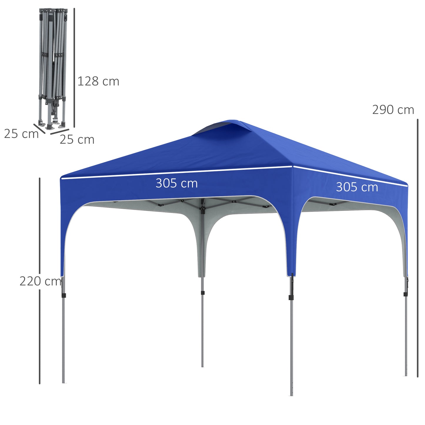 3 x 3(M) Pop Up Gazebo, UPF 50+ Foldable Canopy Tent