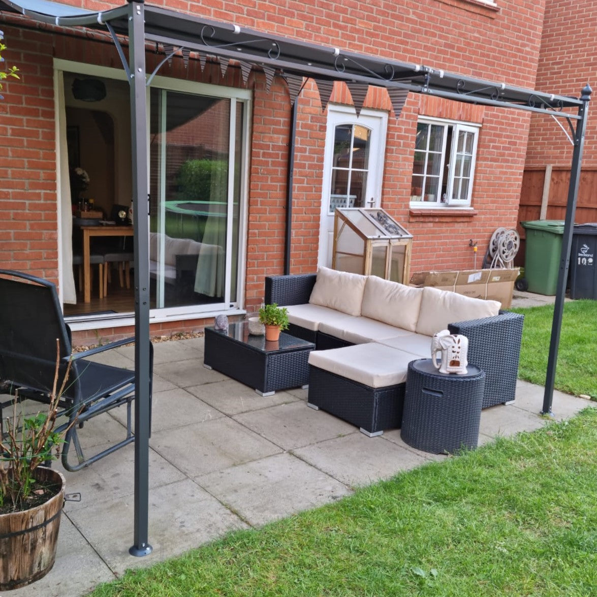 3x3m Metal Pergola with Canopy Garden Awning for Garden Parties